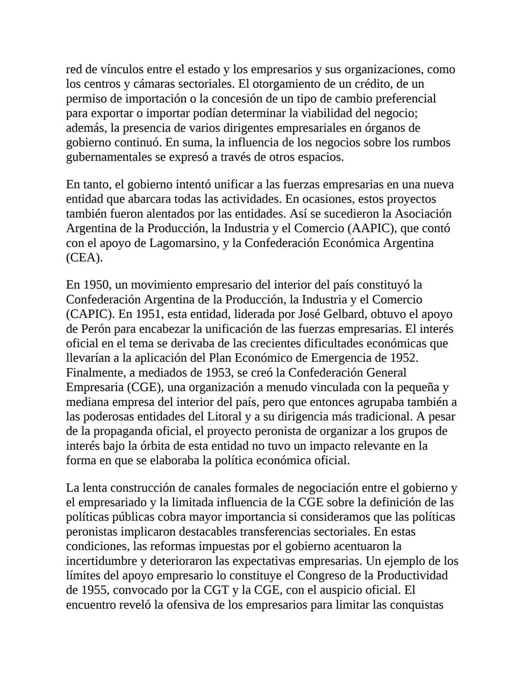 3. La economía del primer peronismo (1946-1955)
La década peronista fue -y aún es- un período clave para explicar el
desenvolvimiento de la