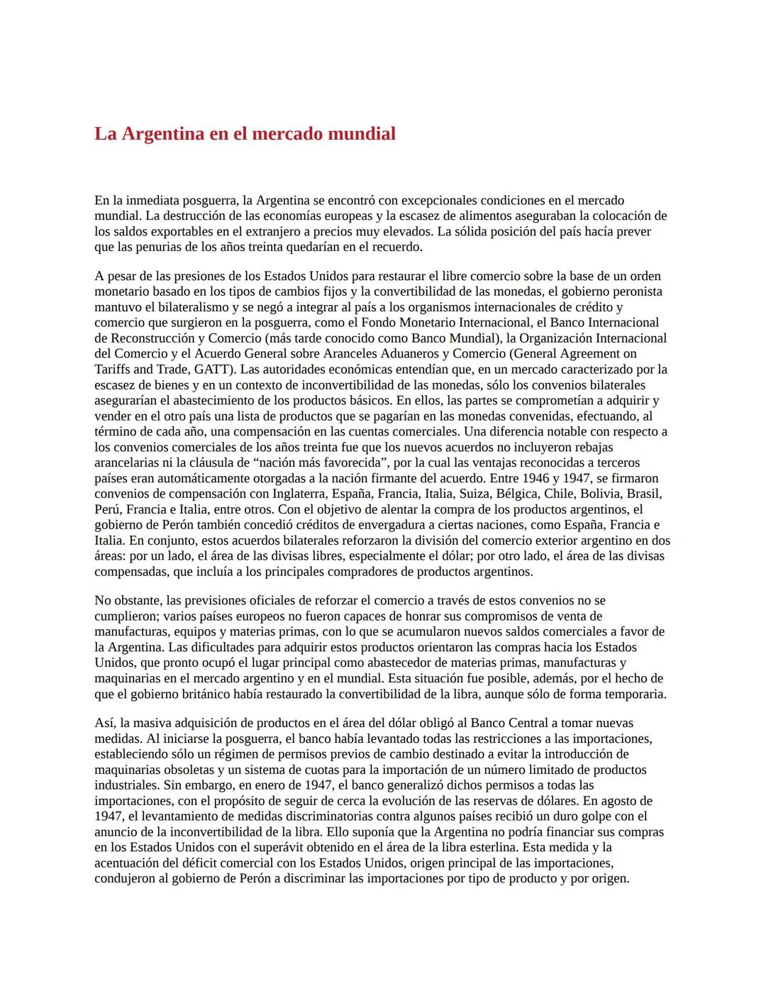 3. La economía del primer peronismo (1946-1955)
La década peronista fue -y aún es- un período clave para explicar el
desenvolvimiento de la