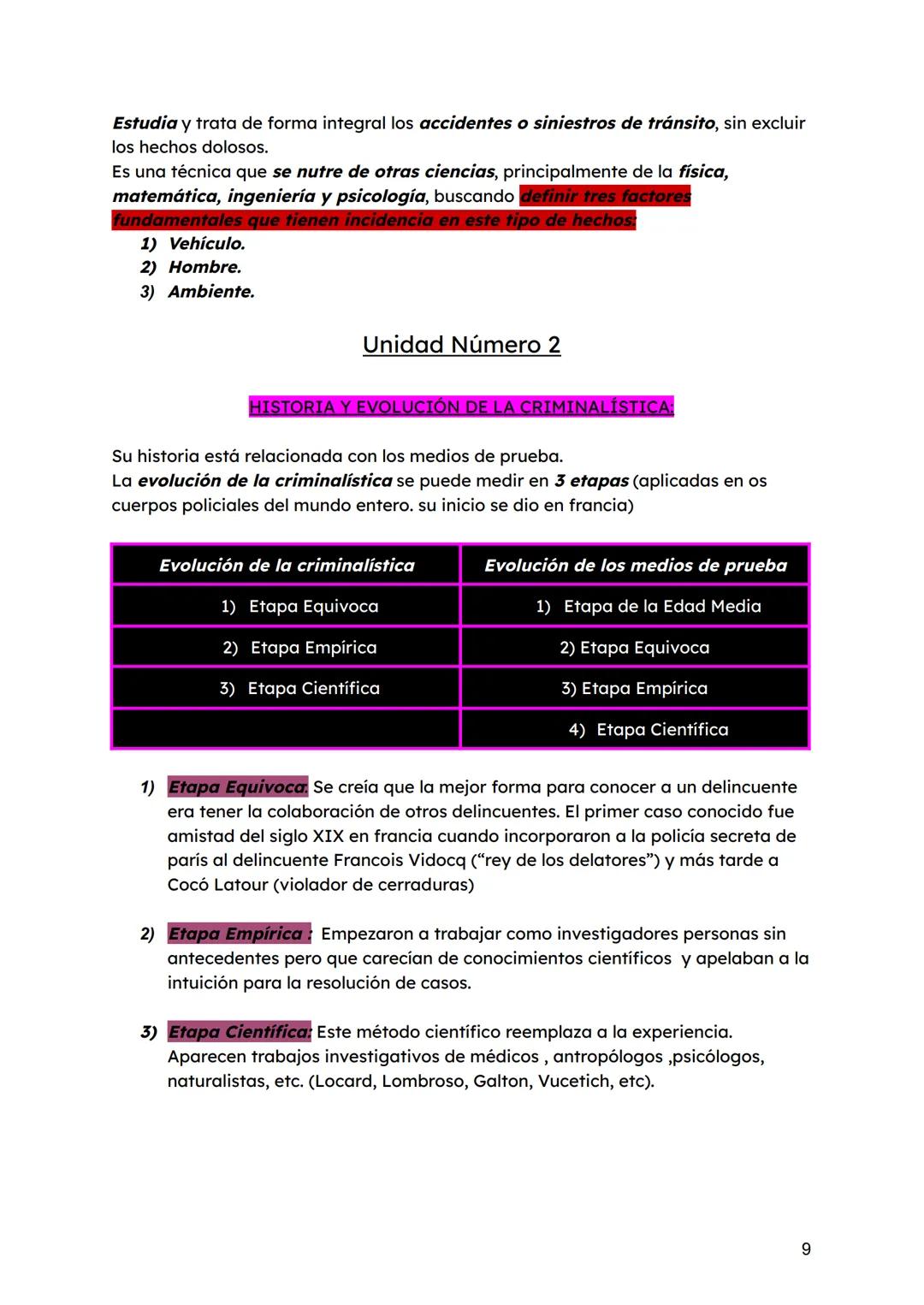 # Unidad Número 1
La CRIMINALÍSTICA es de importancia en el área de la investigación. Se encarga
de la investigación de un hecho criminal y