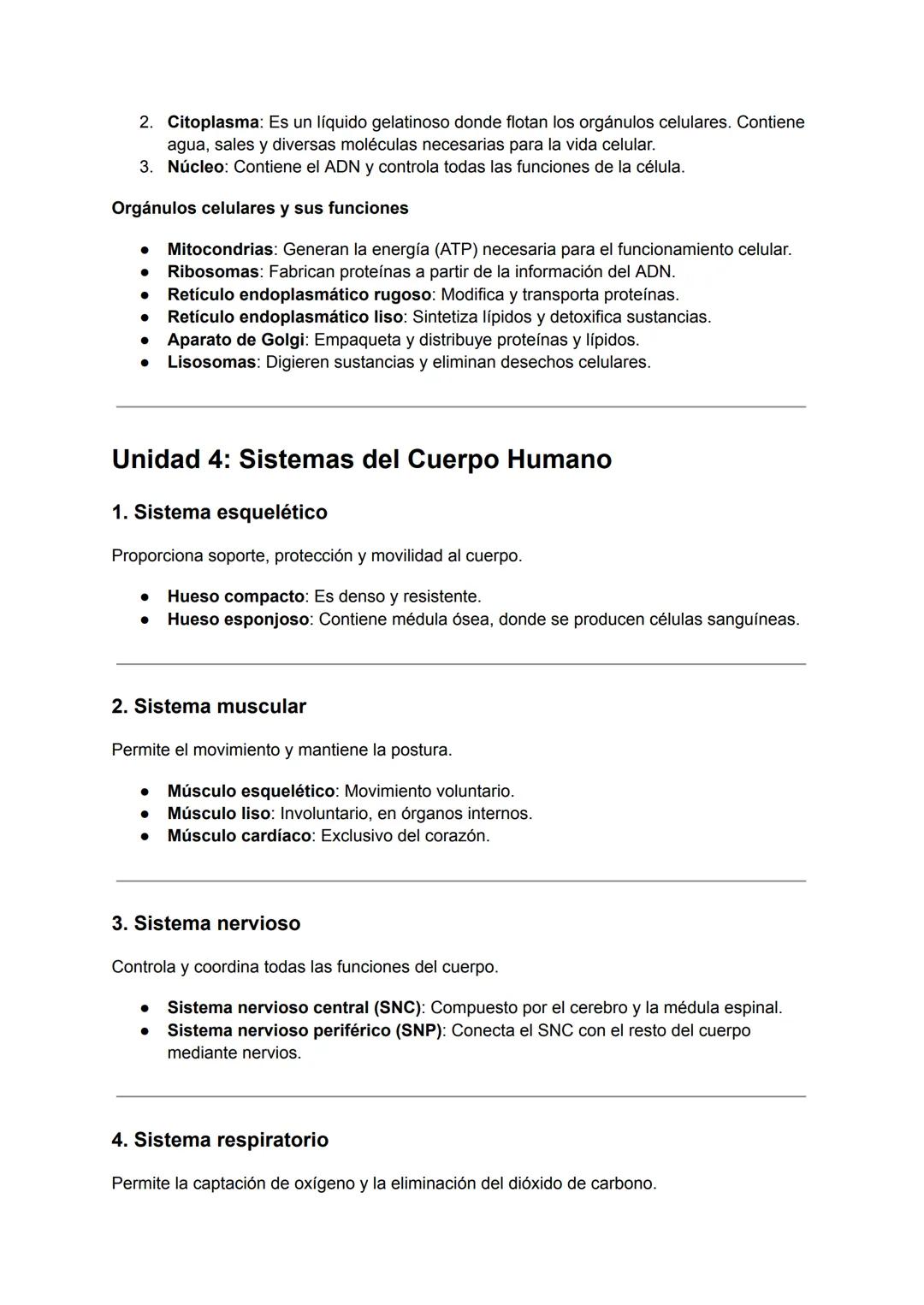 # Resumen Detallado de Biología –
Unidades 1, 2 y 4
Este documento ofrece una explicación clara y detallada de los principales temas de bio