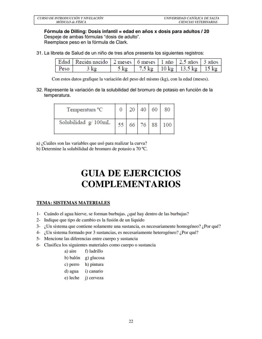 Carrera de Médico Veterinario
Facultad de Ciencias Agrarias y Veterinarias
Universidad Católica de Salta
# GUÍA MÓDULO DE FÍSICA
## Curso d