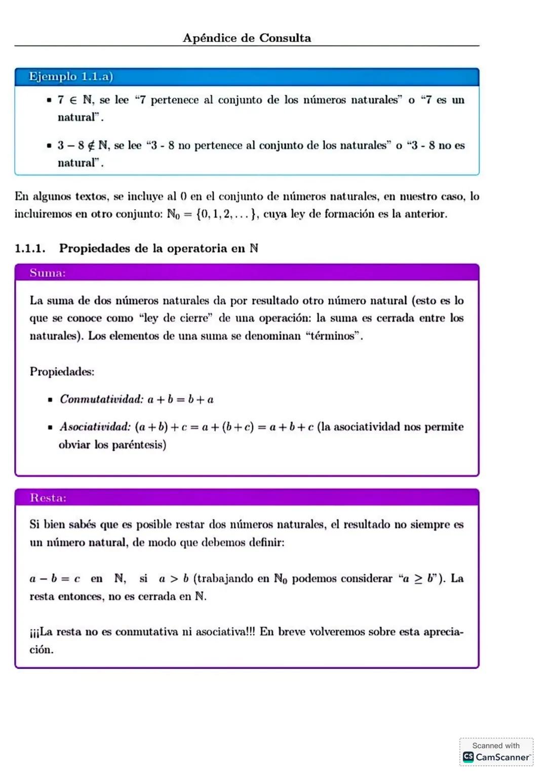 # Apéndice de Consulta
1. **Conjuntos Numéricos**
Haremos en este apéndice una breve revisión de los conjuntos numéricos conocidos, sus no