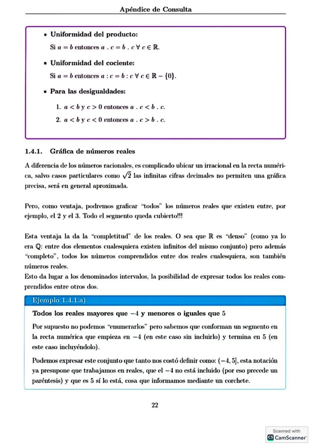 # Apéndice de Consulta
1. **Conjuntos Numéricos**
Haremos en este apéndice una breve revisión de los conjuntos numéricos conocidos, sus no