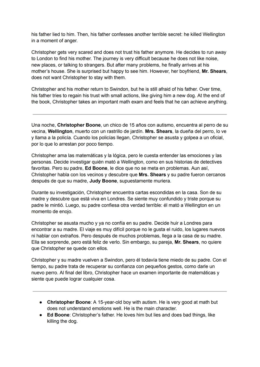 21. Christopher and his father have a complicated relationship. His father loves him and tries
to take care of him, but he sometimes gets an