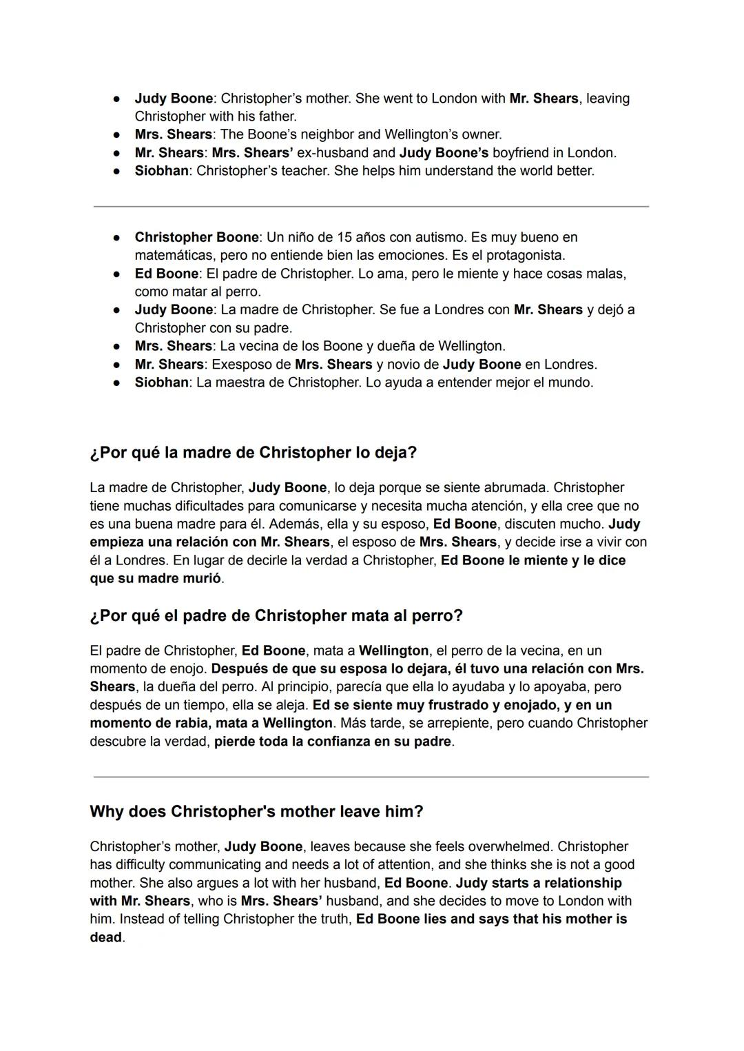 21. Christopher and his father have a complicated relationship. His father loves him and tries
to take care of him, but he sometimes gets an