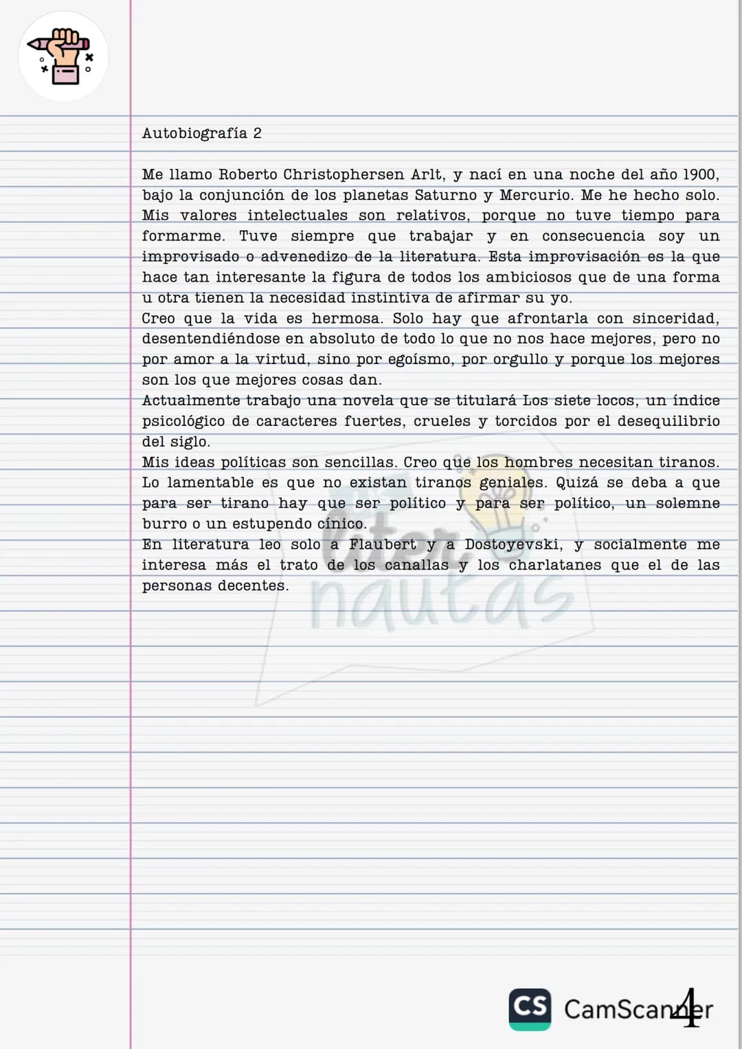 # Actividades para el 1er día
Autobiografía
Redactar tu autobiografía intercalando datos
inventados basados en hechos reales.
* Para em