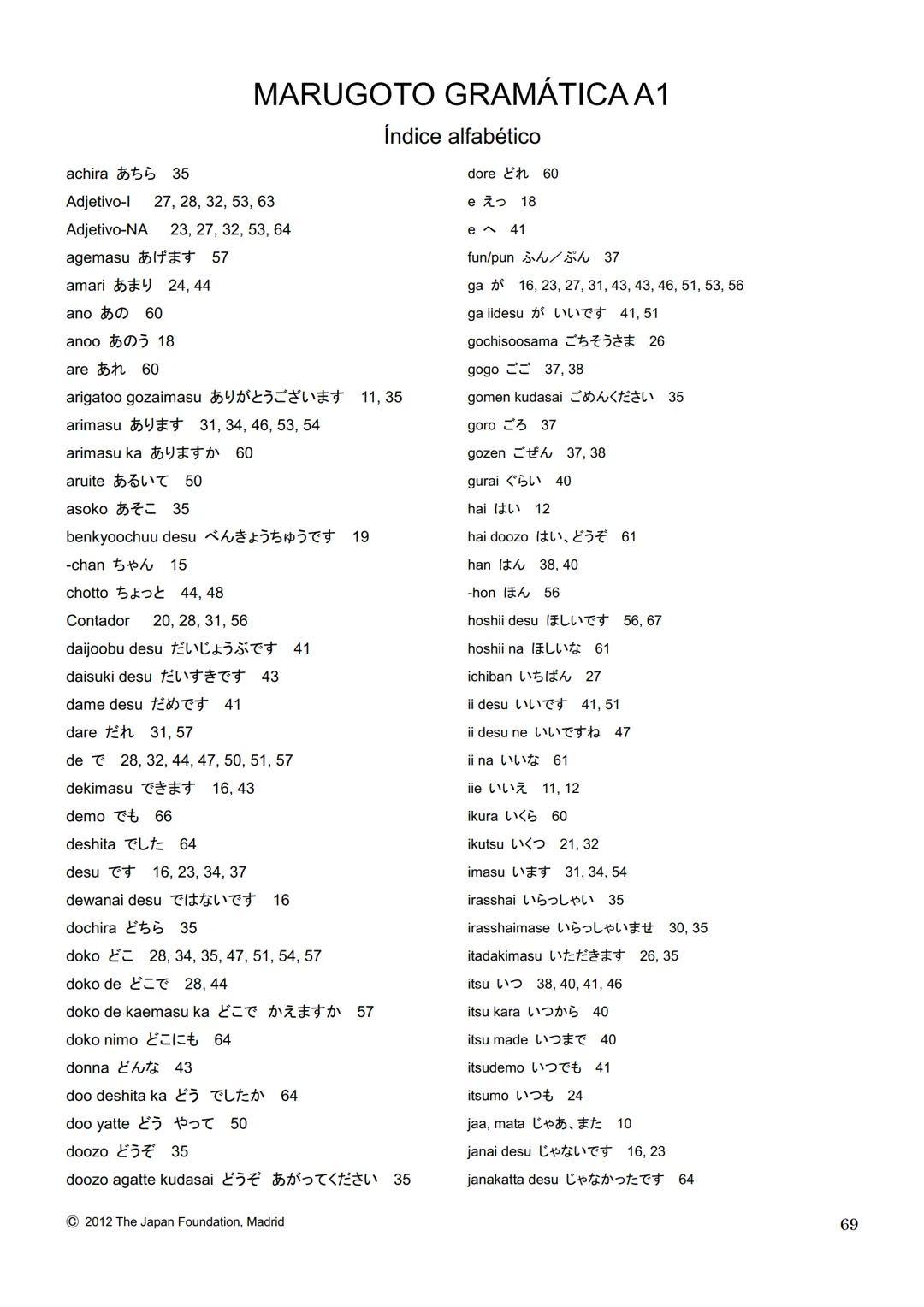 MARUGOTO
まずと
日本のことばと文化
La lengua y la cultura japonesas al completo
入門GRAMÁTICA
A1
JAPAN FOUNDATION
国際交流基金 # Introducción
Fundación Jap