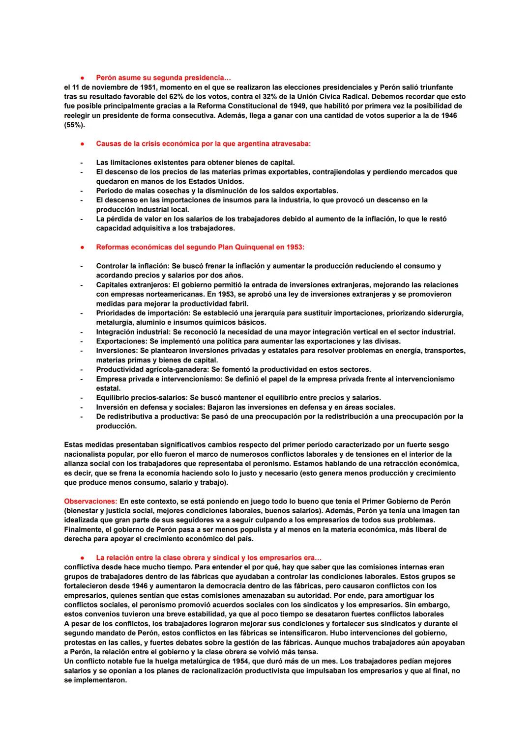 Segunda Presidencia de Perón y Revolución Libertadora