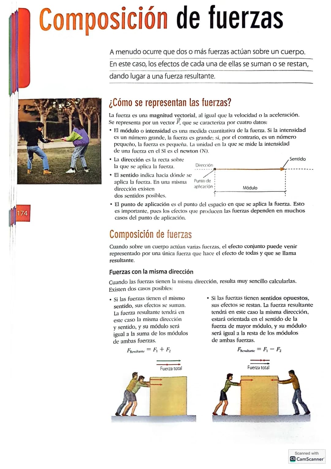 # Interacciones y fuerzas
¿Por qué cae una pelota? ¿Por qué se mueve un clip al acercarle
un imán? Porque en ambos casos existe una interac