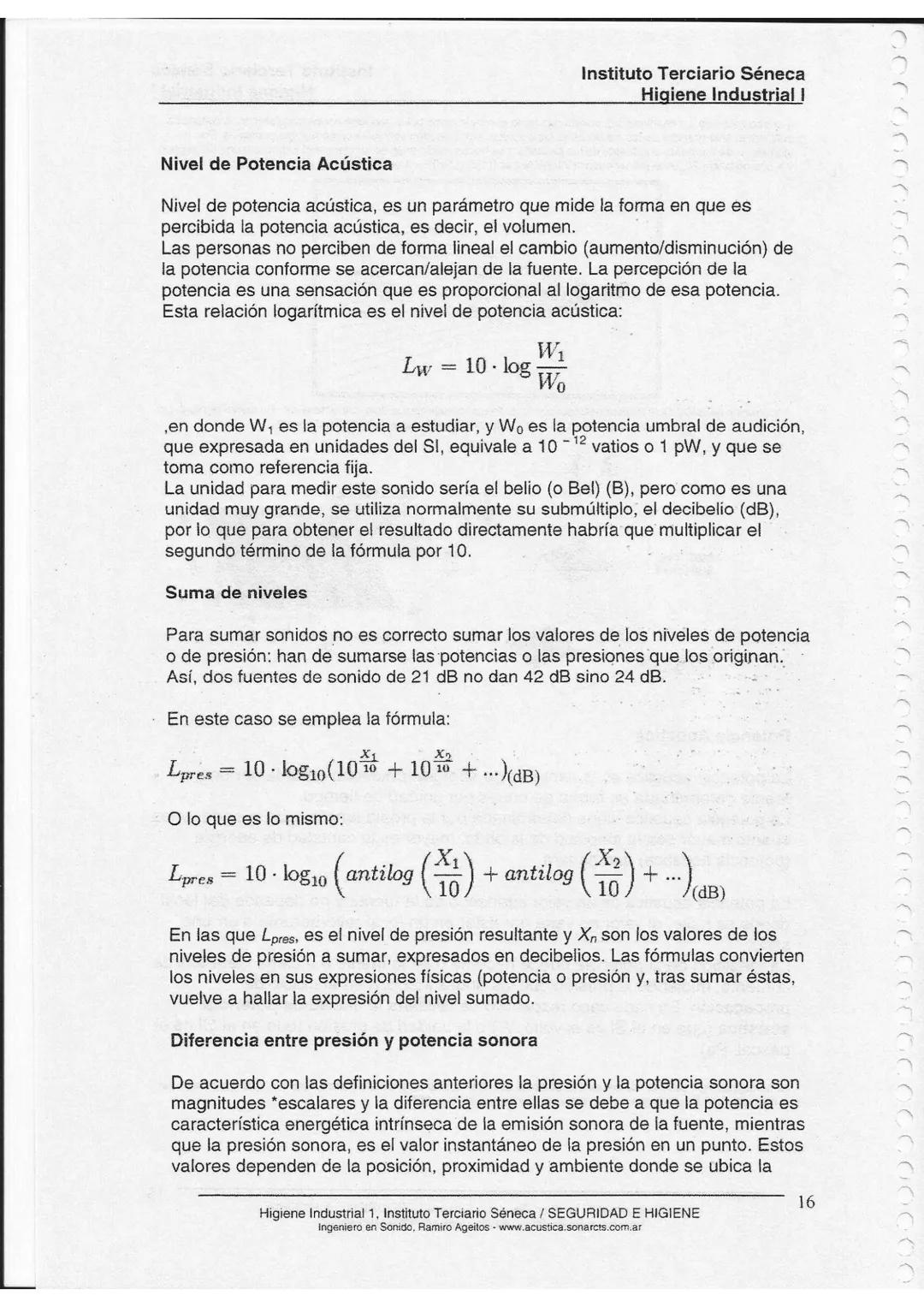 Instituto Terciario Séneca
Higiene Industrial I
Unidad 1
# Acústica Básica
Unidad 1:
En la presente unidad, se abordan los conceptos bá