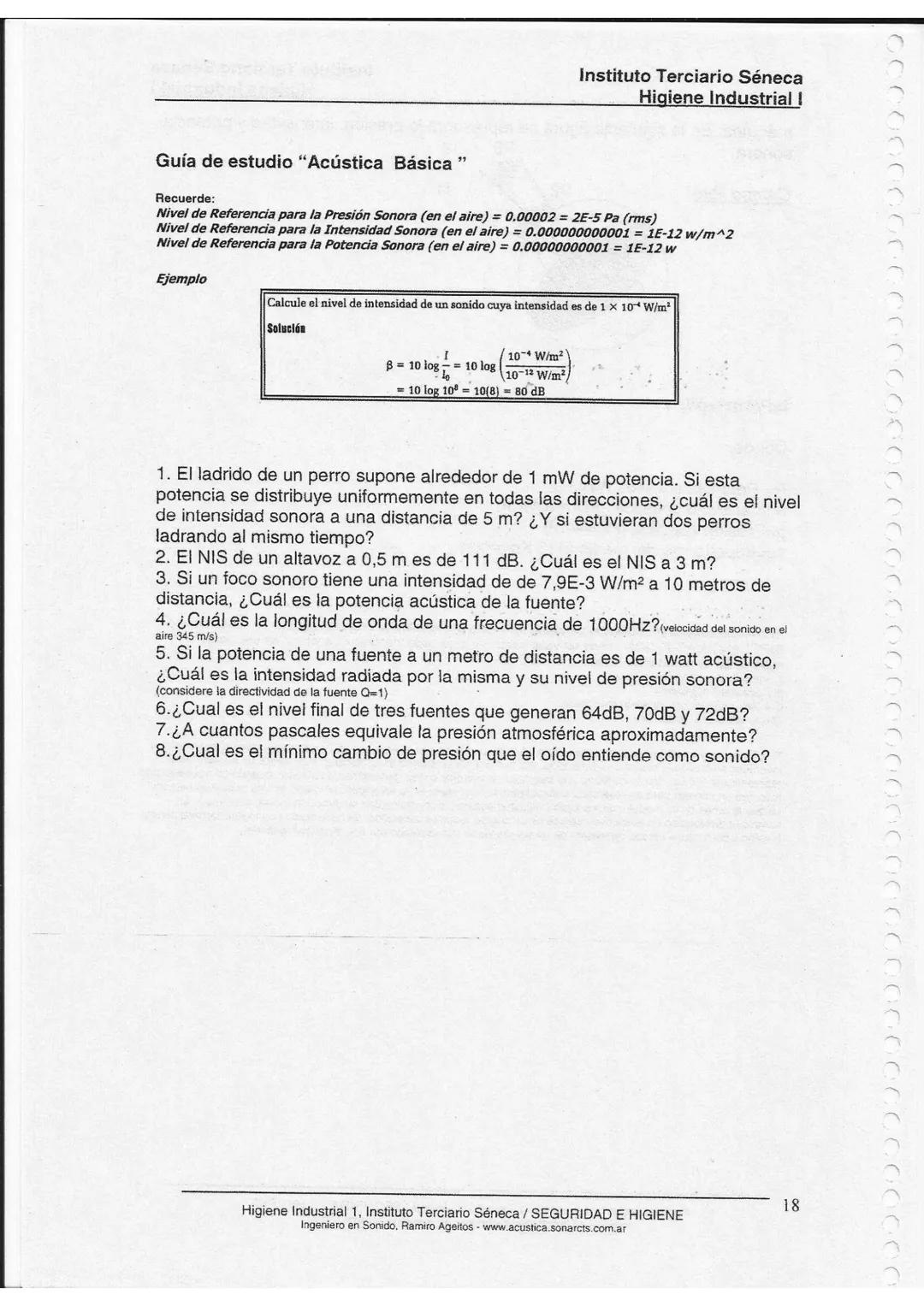 Instituto Terciario Séneca
Higiene Industrial I
Unidad 1
# Acústica Básica
Unidad 1:
En la presente unidad, se abordan los conceptos bá