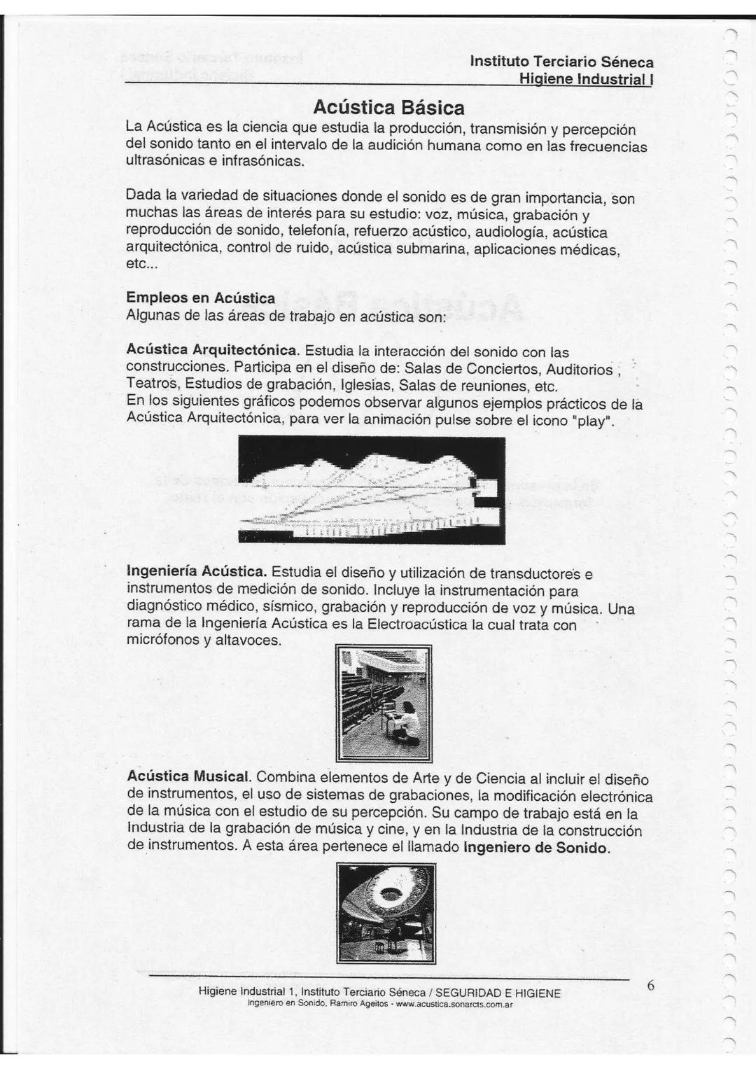 Instituto Terciario Séneca
Higiene Industrial I
Unidad 1
# Acústica Básica
Unidad 1:
En la presente unidad, se abordan los conceptos bá