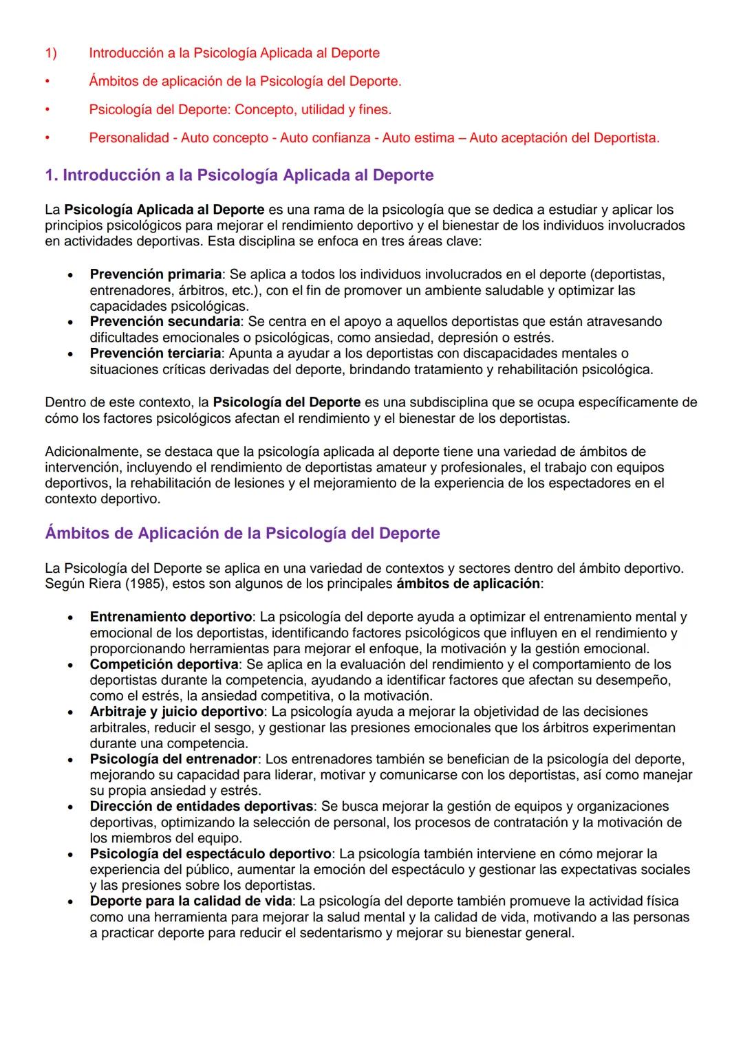 # Mesa Final Psicología
Manuel Feldman Borghi
Temas:
1) Introducción a la Psicología Aplicada al Deporte
*   Ámbitos de aplicación de la P