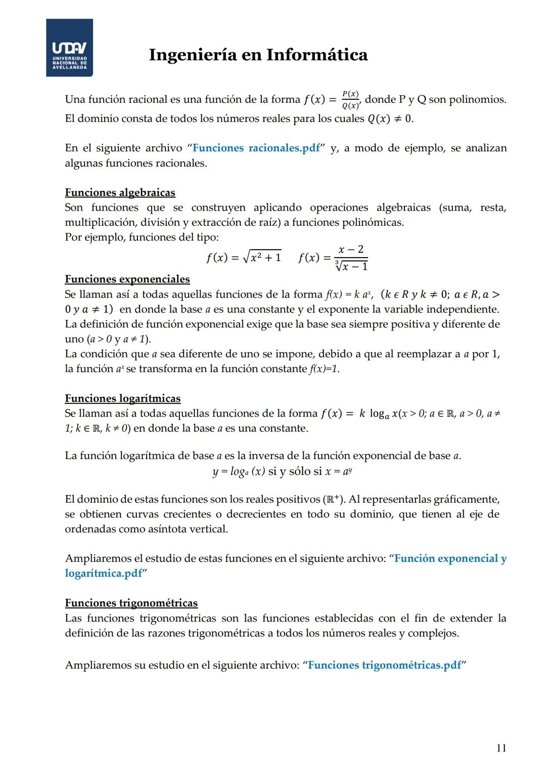 # Ingeniería en Informática
* El área de un triángulo equilátero es $A = \frac{\sqrt{3}}{4}a^2$, el área depende únicamente de una variable