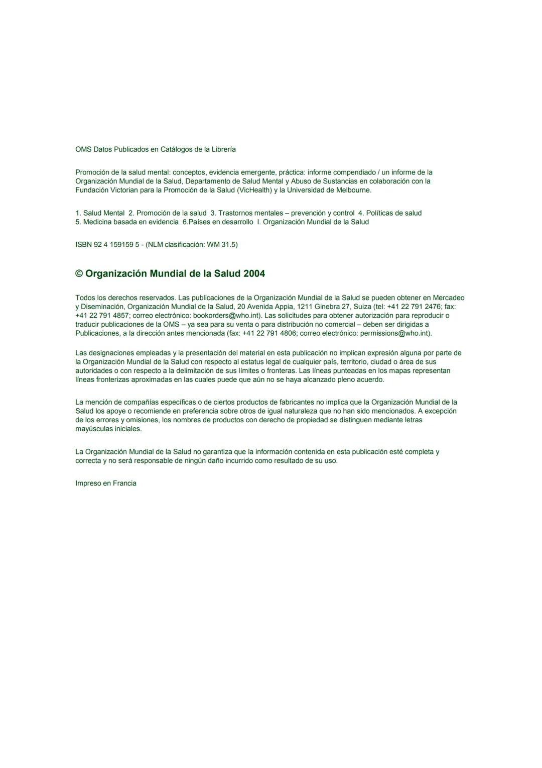 # Promoción de la Salud Mental
CONCEPTOS * EVIDENCIA EMERGENTE * PRÁCTICA
# INFORME COMPENDIADO
Un Informe de la
Organización Mundial de l