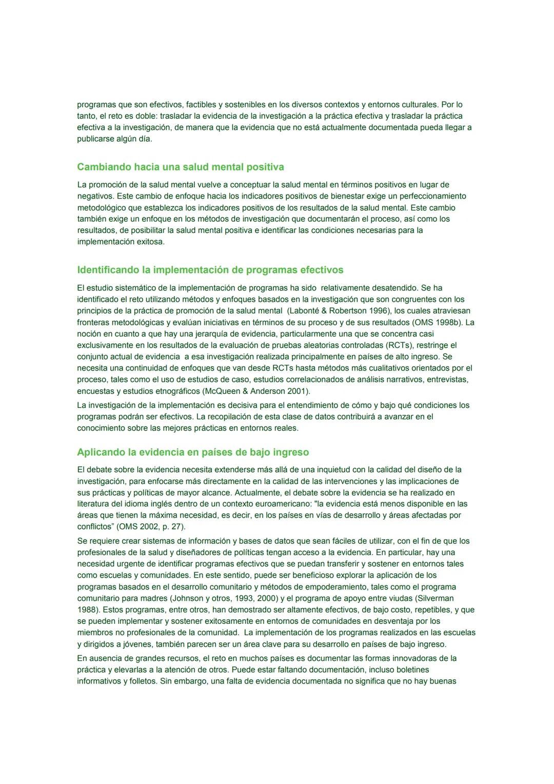 # Promoción de la Salud Mental
CONCEPTOS * EVIDENCIA EMERGENTE * PRÁCTICA
# INFORME COMPENDIADO
Un Informe de la
Organización Mundial de l