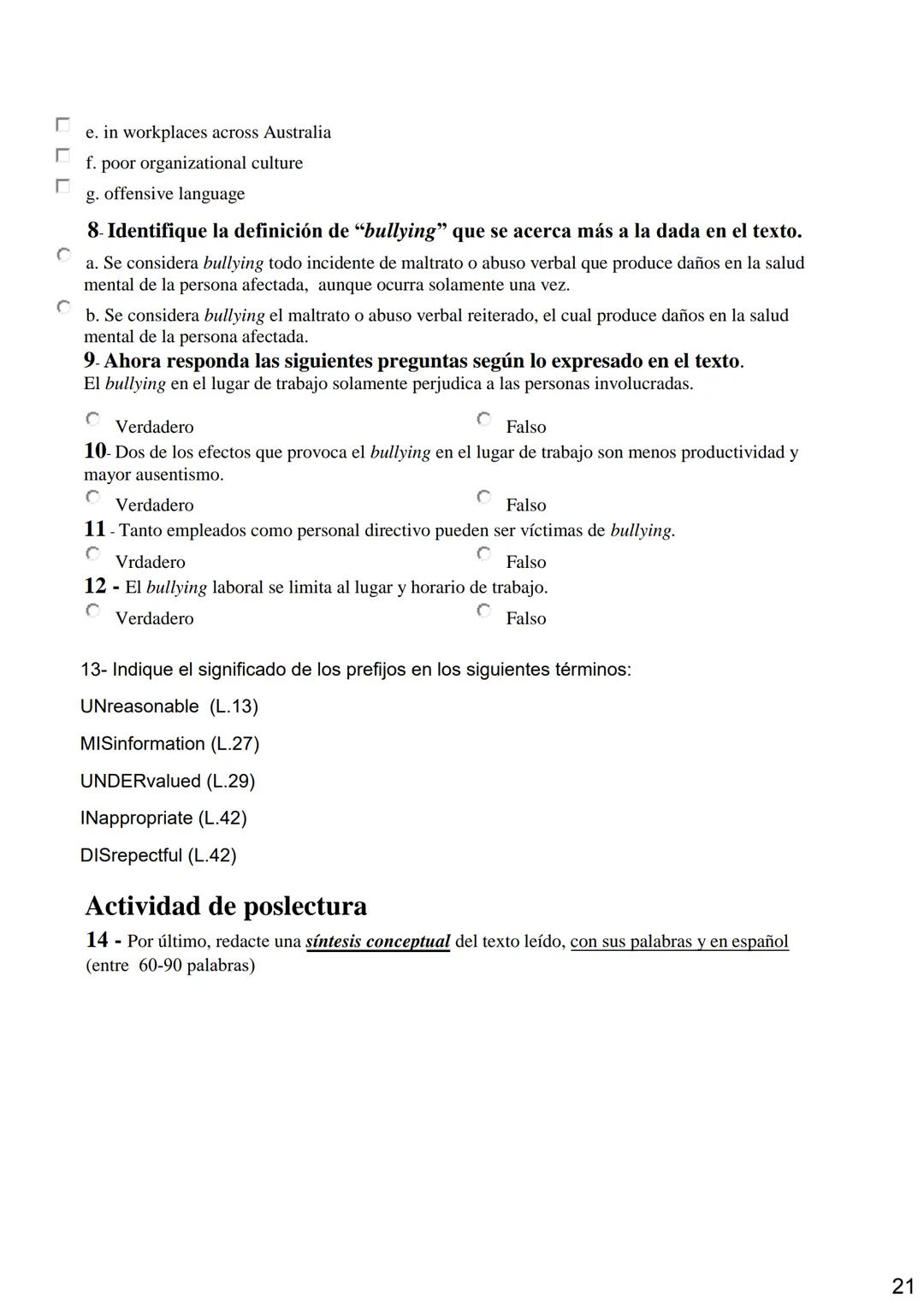 UDV
UNIVERSIDAD
NACIONAL DE
AVELLANEDA
Departamento de
CULTURA, ARTE Y COMUNICACIÓN
# Inglés I
# Cuadernillo de Textos
versión 2025
f U