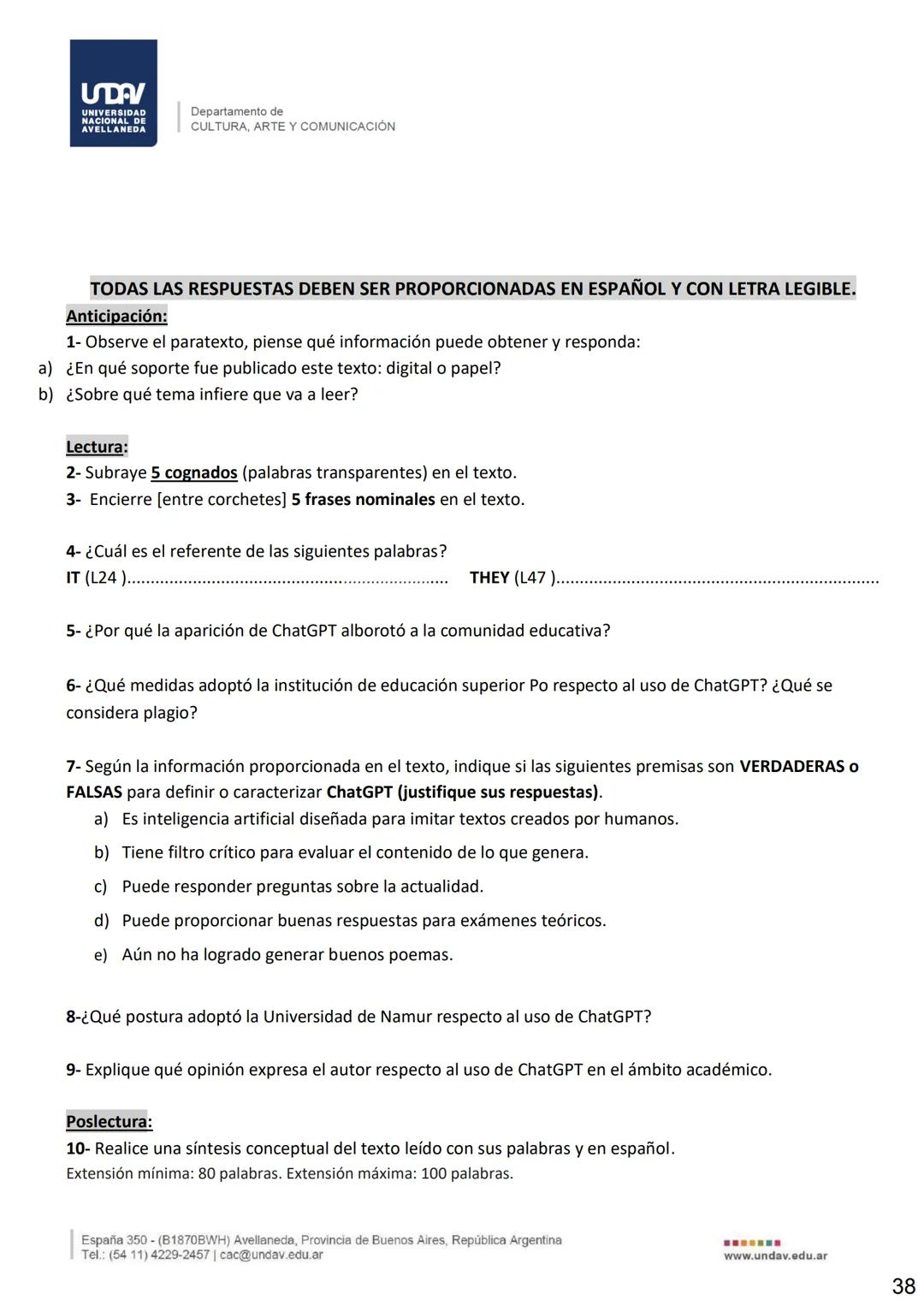 UDV
UNIVERSIDAD
NACIONAL DE
AVELLANEDA
Departamento de
CULTURA, ARTE Y COMUNICACIÓN
# Inglés I
# Cuadernillo de Textos
versión 2025
f U
