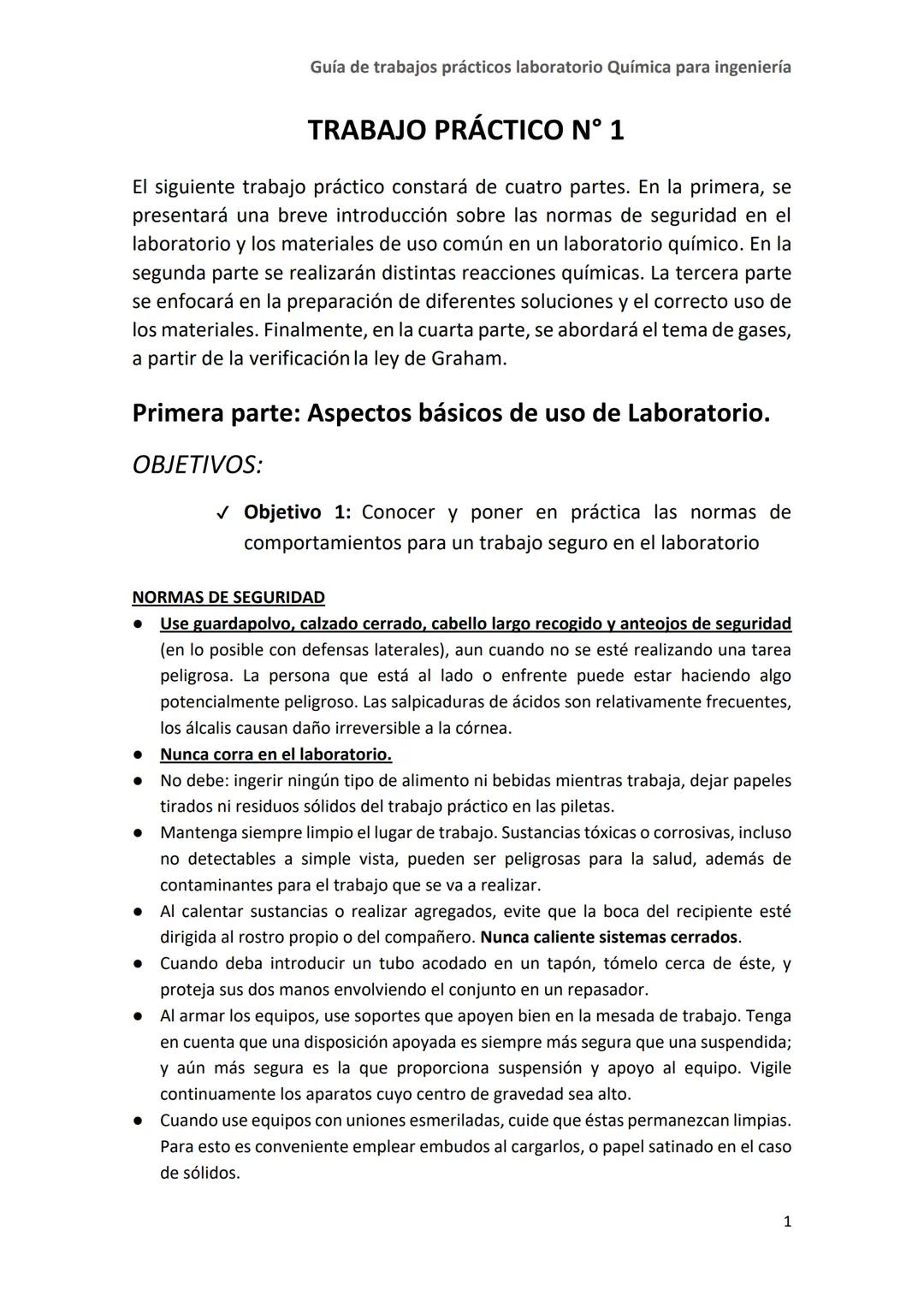 # Guía de Trabajos Prácticos
de Laboratorio
Módulo I
Primer Semestre 2025
Cátedra de Química para Ingeniería (U1901) Guía de trabajos pr