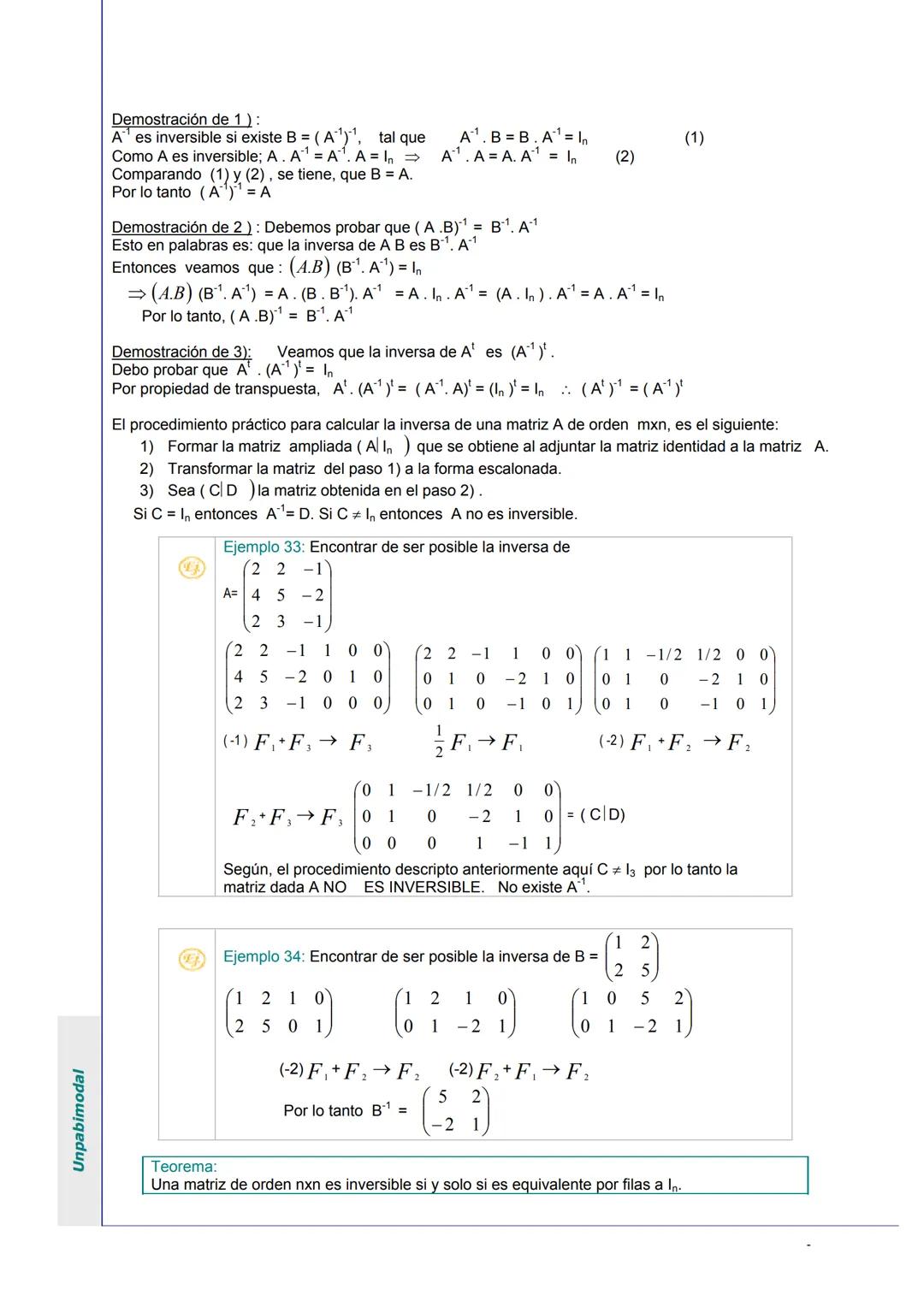 Unpabimodal
# UNIDAD I: MATRICES Y SISTEMAS DE ECUACIONES LINEALES
## 1. ECUACIONES LINEALES
Son expresiones de la forma:
1) ax = b
|