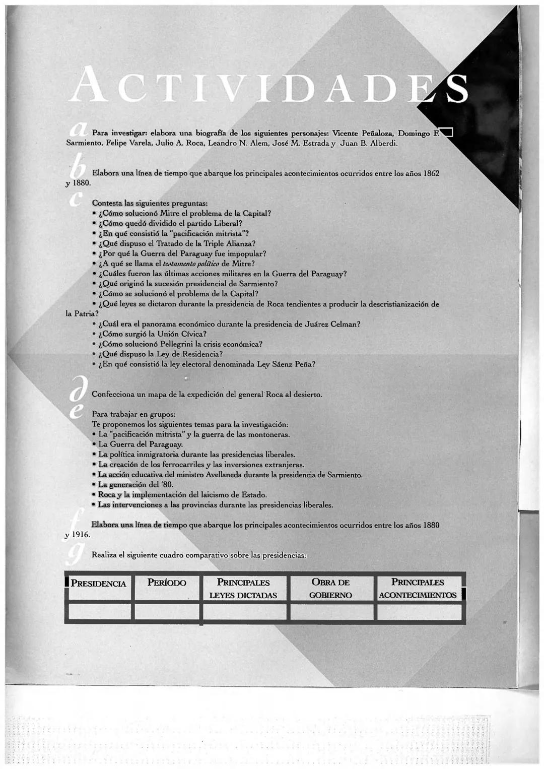 5°C - Historia - Guía Nº 1 - Formación y consolidación del estado liberal 1862-1916
PRESIDENCIA DE
BARTOLOMÉ MITRE
Como vimos en el capítu