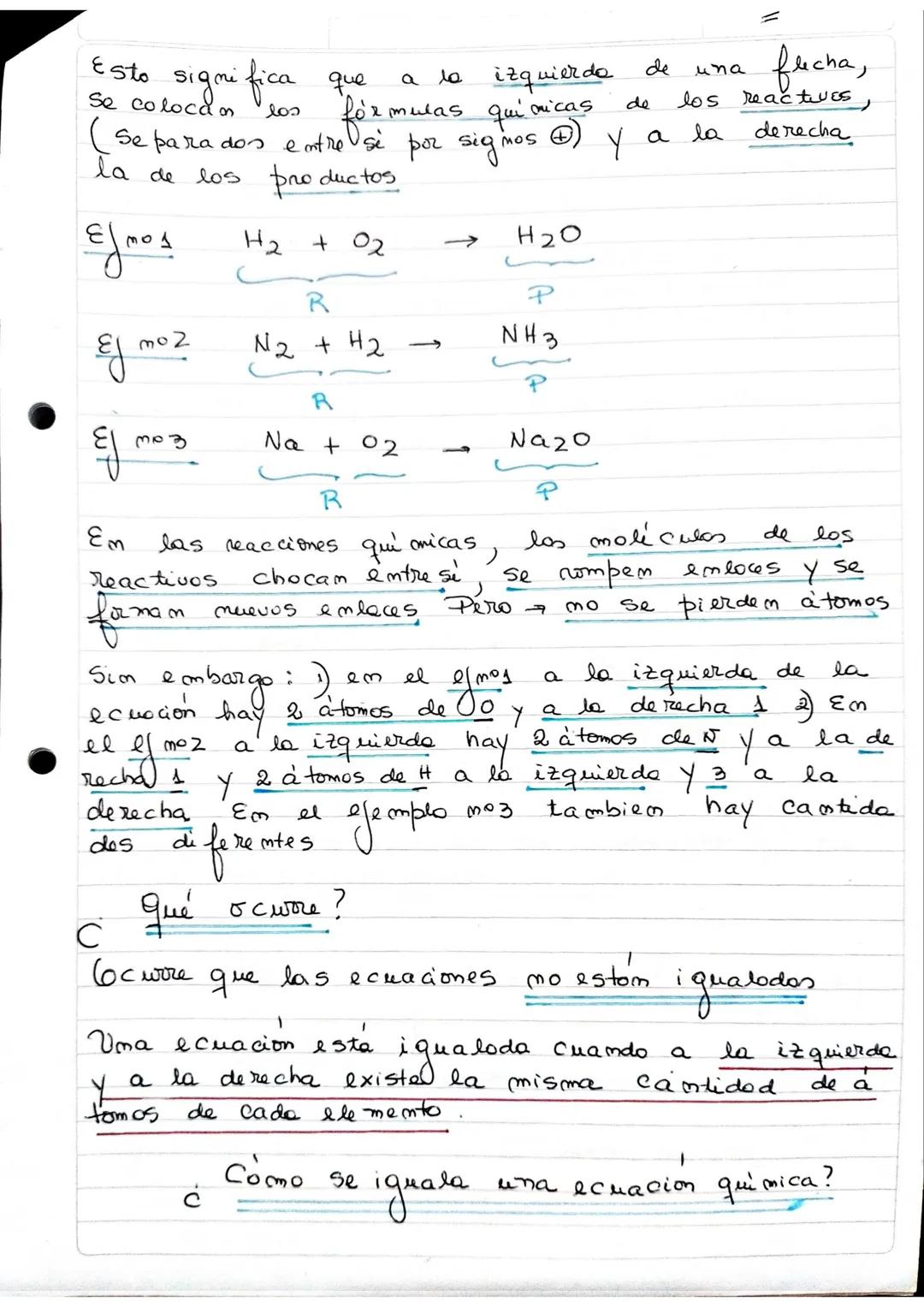 --- OCR Start ---
•
Reacciones quimicas (Introducción)
Es um fenómeno quimico, em el cual, do más Sustancias
Se convierten em otra u otras S