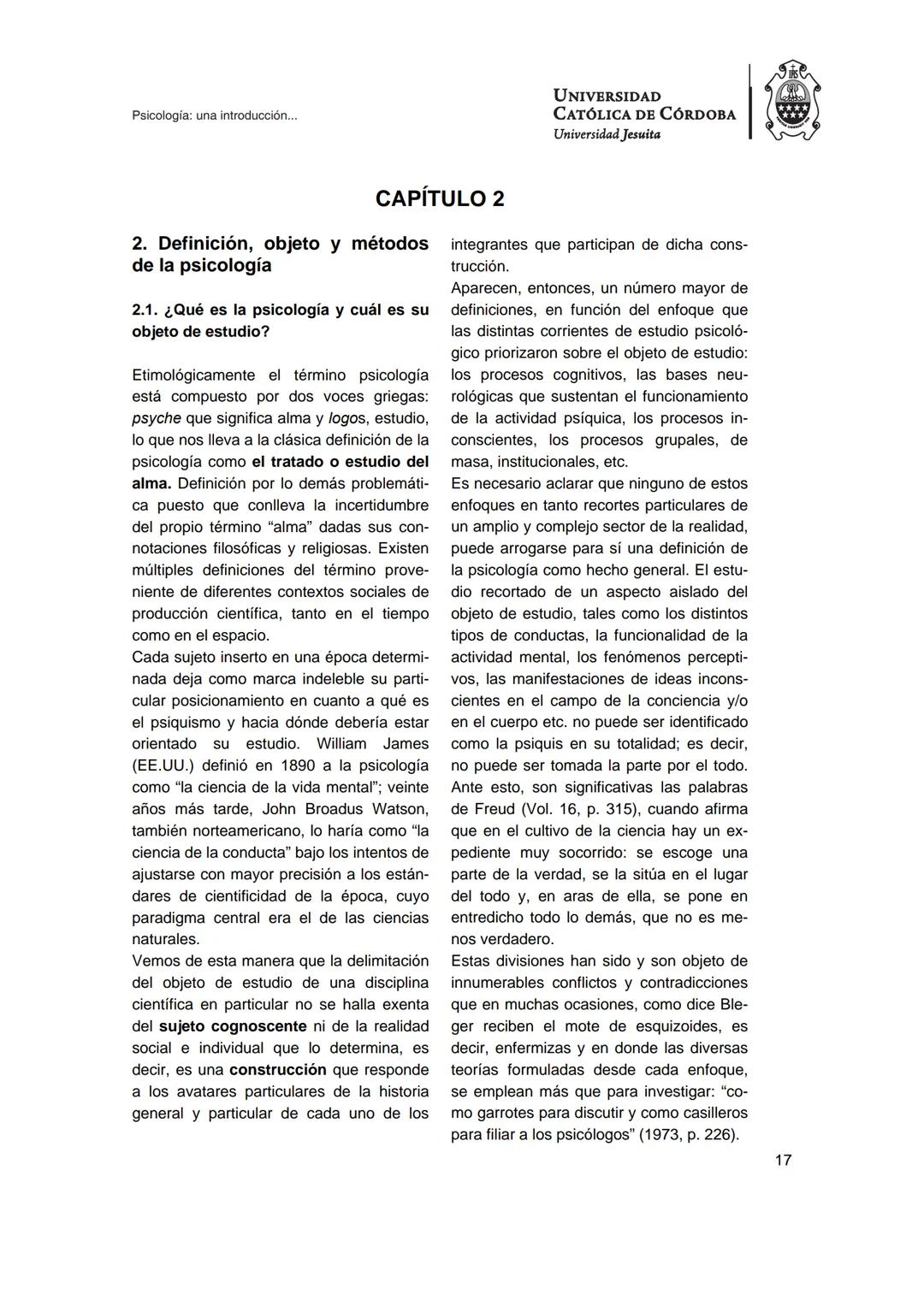 UNIVERSIDAD
CATÓLICA DE CÓRDOBA
Universidad Jesuita
Psicología
Una introducción a las
nociones fundamentales
Fabián Jordán
EDUCC
EDITOR