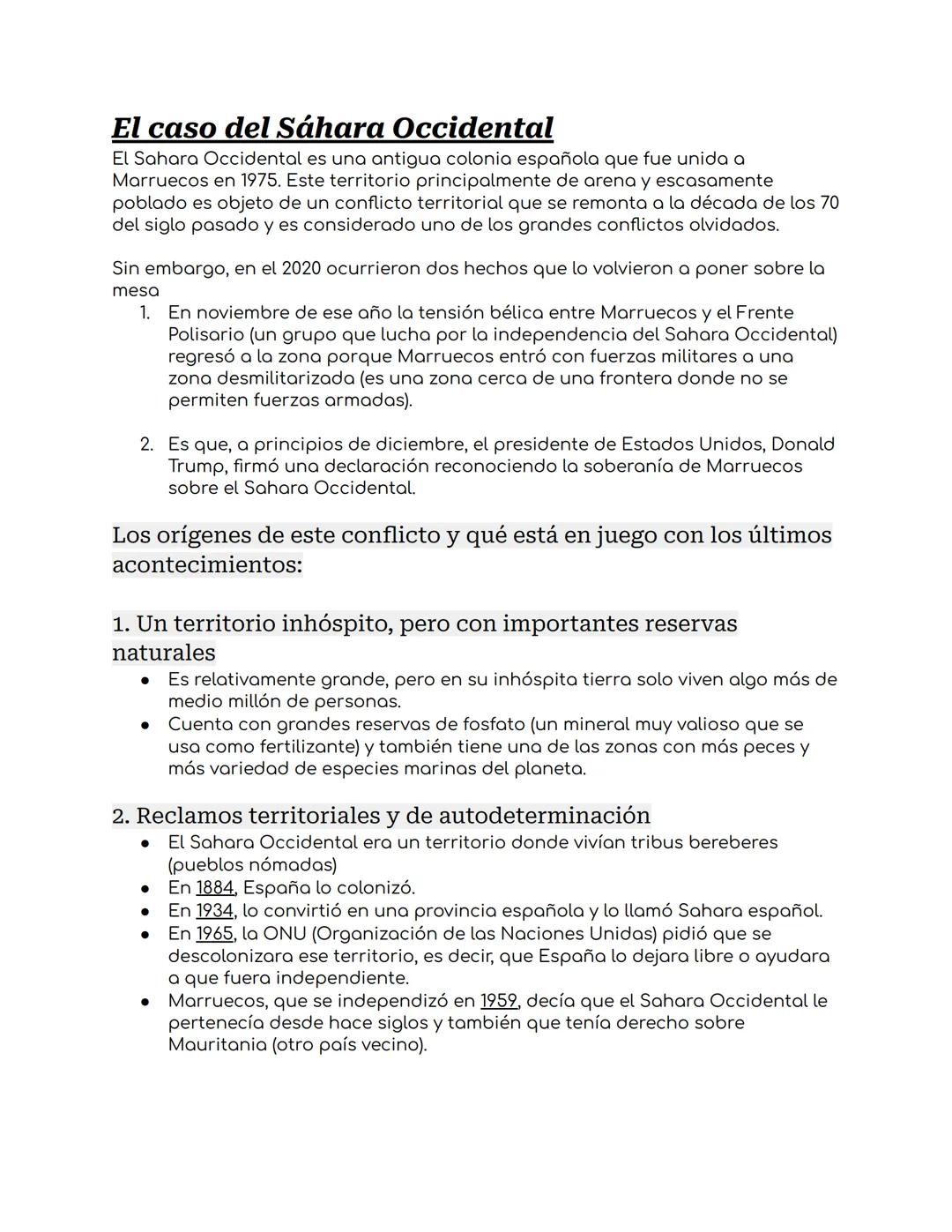 Algunos conflictos políticos territoriales