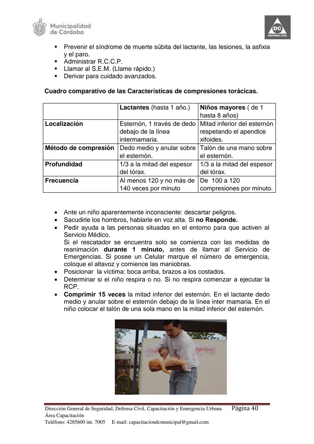 Dirección de Capacitación.
Dirección General de
Seguridad, Defensa Civil,
Capacitación y Emergencia
Urbana Municipal.
Secretaría de Seguri