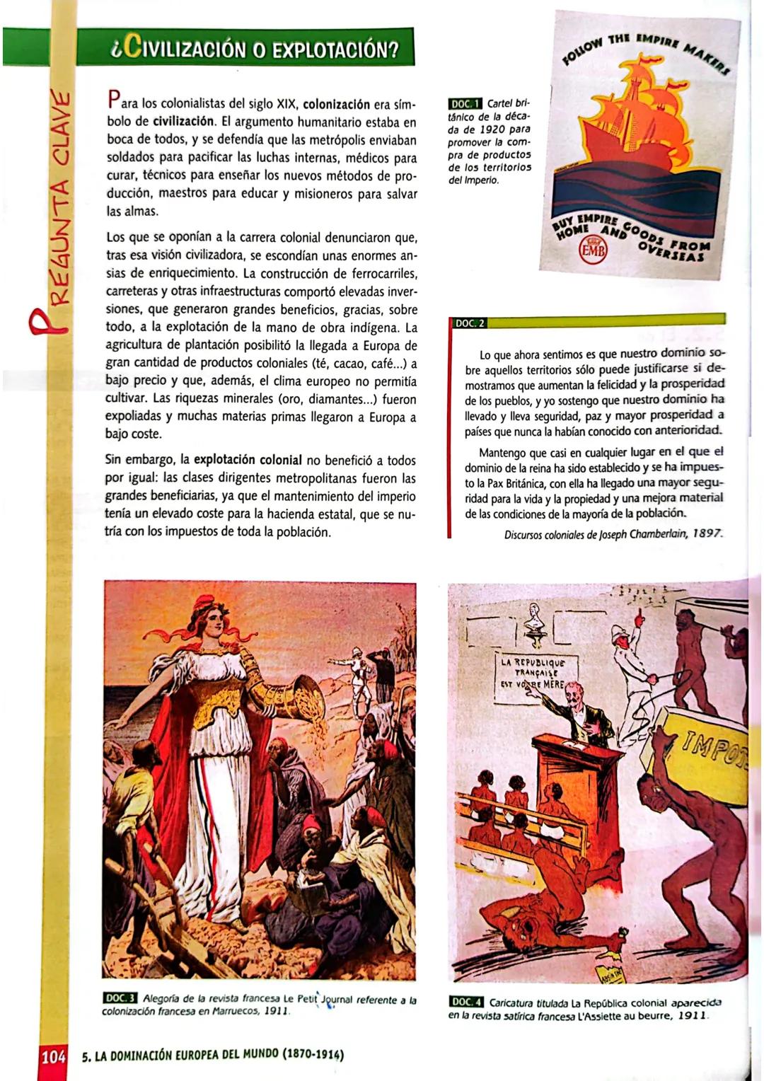 5
1. La Segunda Revolución
Industrial
2. Las causas del imperialismo
3. El reparto del mundo
4. Las nuevas potencias
imperialistas
5. La or