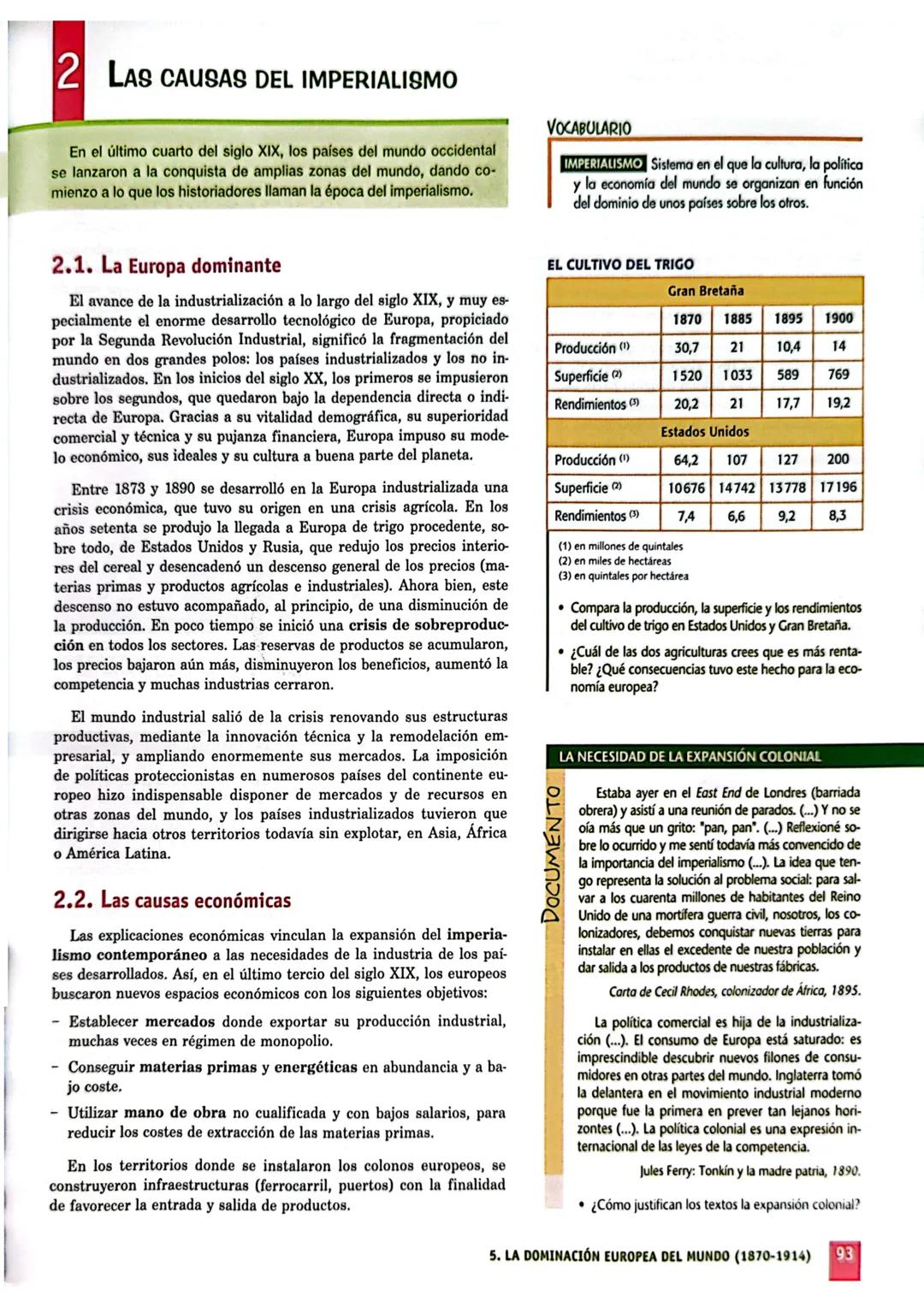 5
1. La Segunda Revolución
Industrial
2. Las causas del imperialismo
3. El reparto del mundo
4. Las nuevas potencias
imperialistas
5. La or