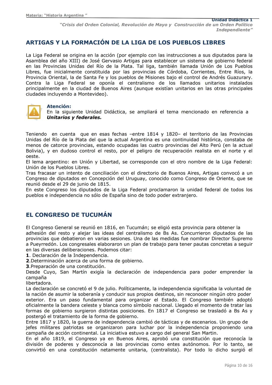 # Curso de Apoyo para el Ingreso a los
Institutos de Formación del Ejército
Argentino
# Materia:
"Historia Argentina"
# Unidad Didáctica 1
