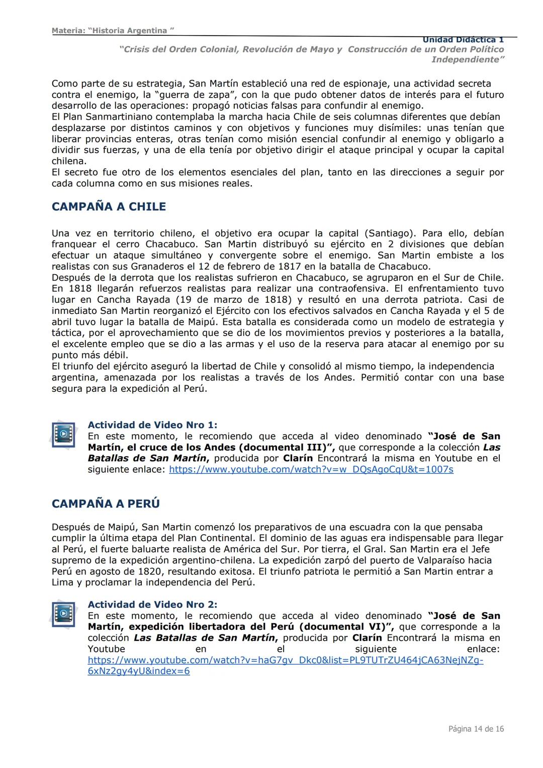 # Curso de Apoyo para el Ingreso a los
Institutos de Formación del Ejército
Argentino
# Materia:
"Historia Argentina"
# Unidad Didáctica 1