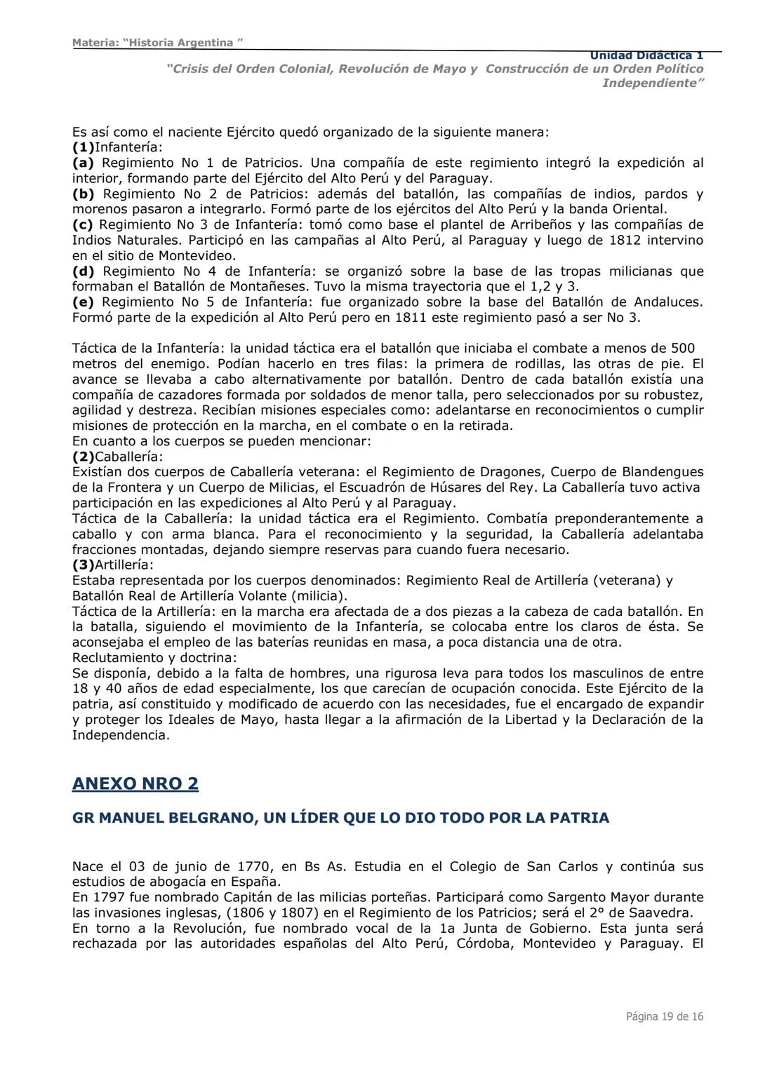 # Curso de Apoyo para el Ingreso a los
Institutos de Formación del Ejército
Argentino
# Materia:
"Historia Argentina"
# Unidad Didáctica 1