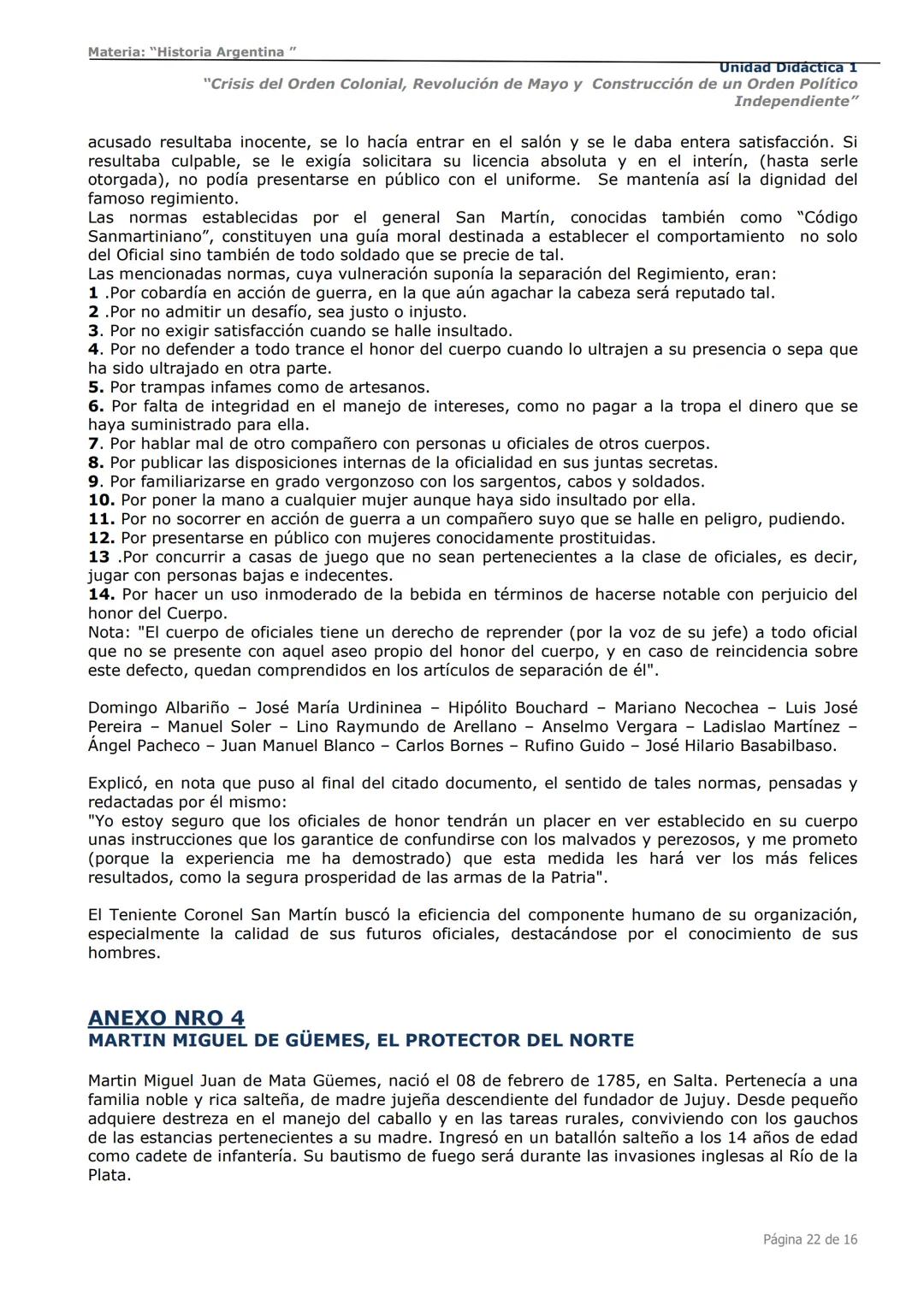 # Curso de Apoyo para el Ingreso a los
Institutos de Formación del Ejército
Argentino
# Materia:
"Historia Argentina"
# Unidad Didáctica 1