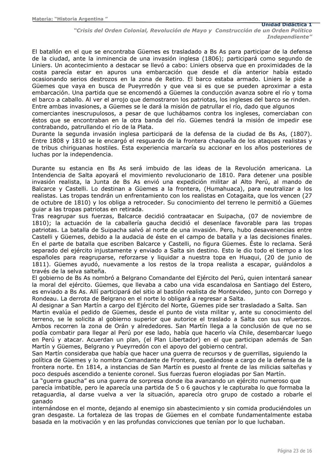 # Curso de Apoyo para el Ingreso a los
Institutos de Formación del Ejército
Argentino
# Materia:
"Historia Argentina"
# Unidad Didáctica 1