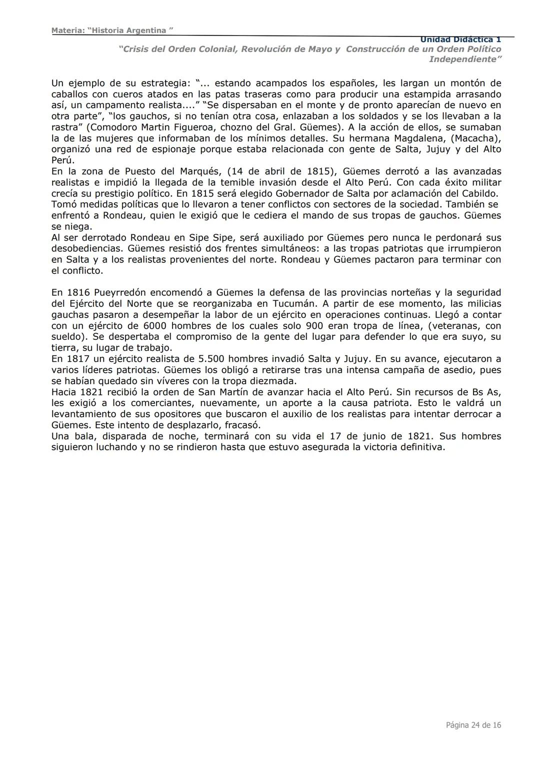 # Curso de Apoyo para el Ingreso a los
Institutos de Formación del Ejército
Argentino
# Materia:
"Historia Argentina"
# Unidad Didáctica 1