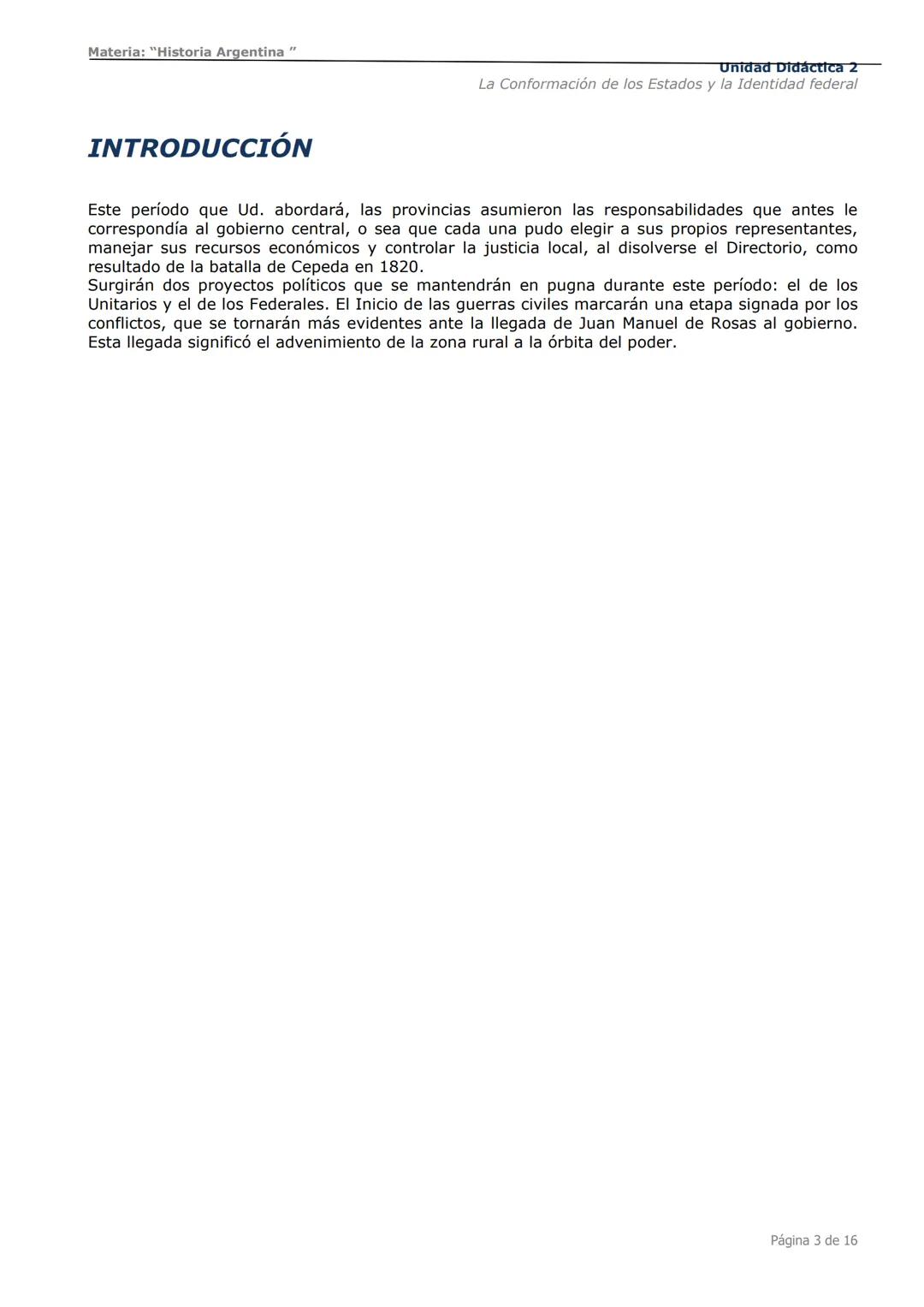 # Curso de Apoyo para el Ingreso a los
Institutos de Formación del Ejército
Argentino
# Materia:
"Historia Argentina"
# Unidad Didáctica 1