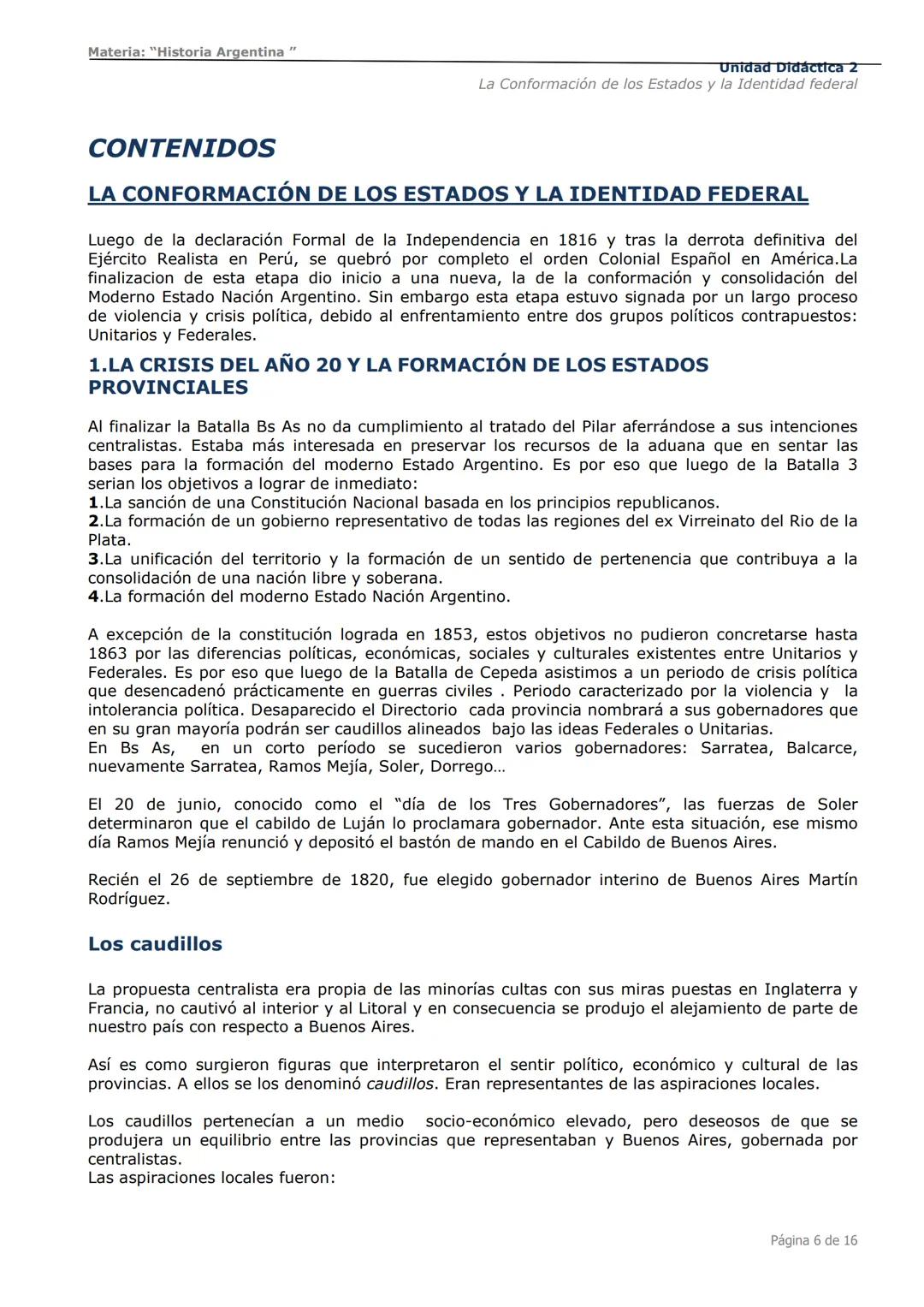 # Curso de Apoyo para el Ingreso a los
Institutos de Formación del Ejército
Argentino
# Materia:
"Historia Argentina"
# Unidad Didáctica 1