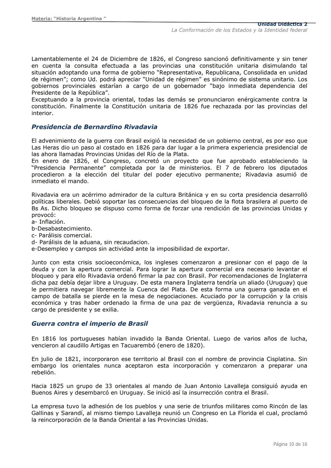 # Curso de Apoyo para el Ingreso a los
Institutos de Formación del Ejército
Argentino
# Materia:
"Historia Argentina"
# Unidad Didáctica 1