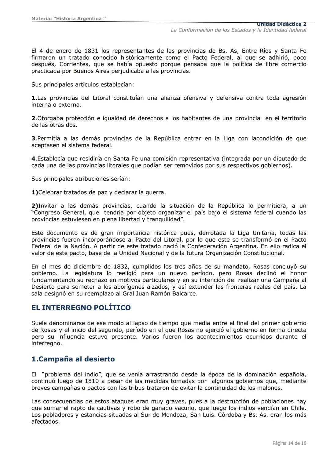 # Curso de Apoyo para el Ingreso a los
Institutos de Formación del Ejército
Argentino
# Materia:
"Historia Argentina"
# Unidad Didáctica 1