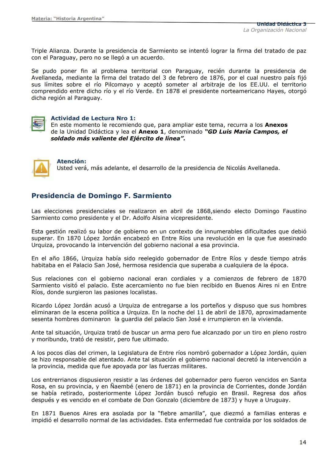 # Curso de Apoyo para el Ingreso a los
Institutos de Formación del Ejército
Argentino
# Materia:
"Historia Argentina"
# Unidad Didáctica 1