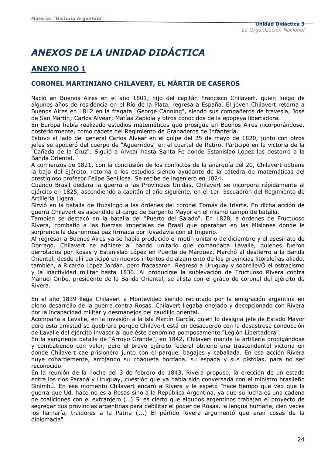 # Curso de Apoyo para el Ingreso a los
Institutos de Formación del Ejército
Argentino
# Materia:
"Historia Argentina"
# Unidad Didáctica 1