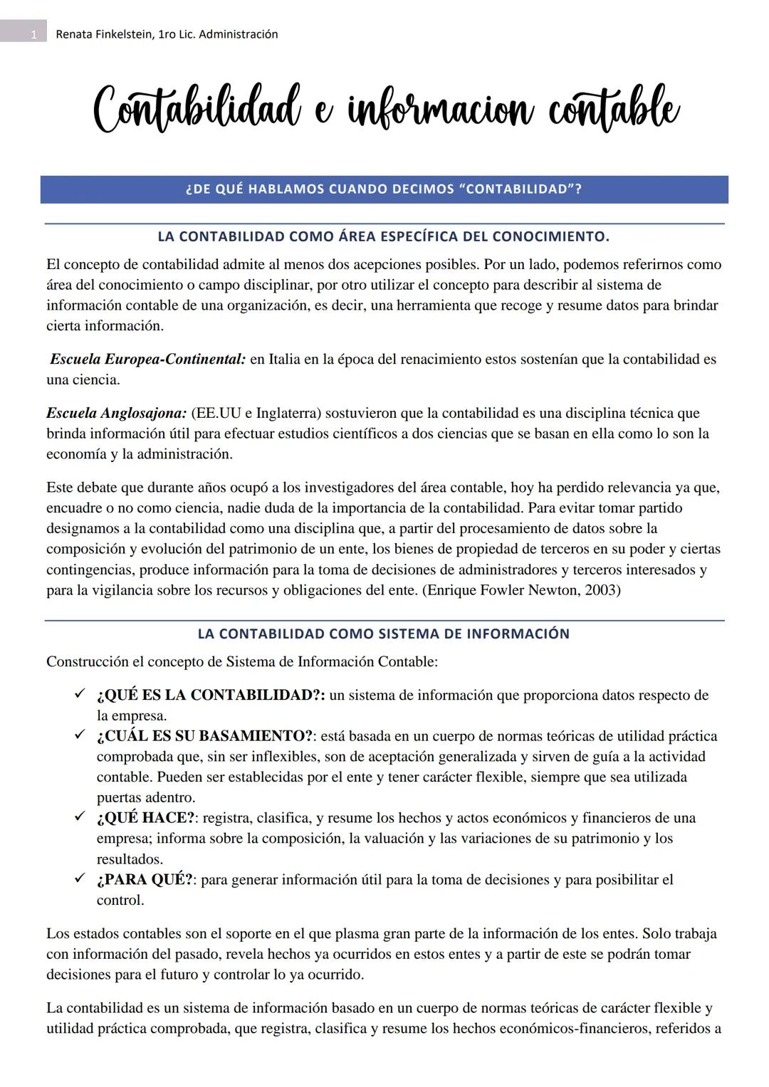 # Renata Finkelstein, 1ro Lic. Administración
# Contabilidad e informacion contable
¿DE QUÉ HABLAMOS CUANDO DECIMOS "CONTABILIDAD"?
LA CO