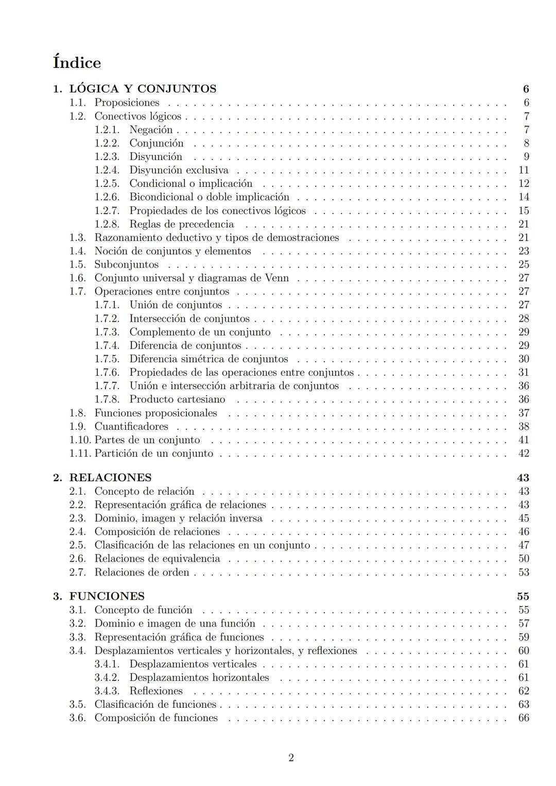 # ÁLGEBRA I
24 de febrero de 2025
1 Índice
1. LÓGICA Y CONJUNTOS
1.1. Proposiciones
1.2. Conectivos lógicos
1.2.1. Negación.
1.2.2. Conju