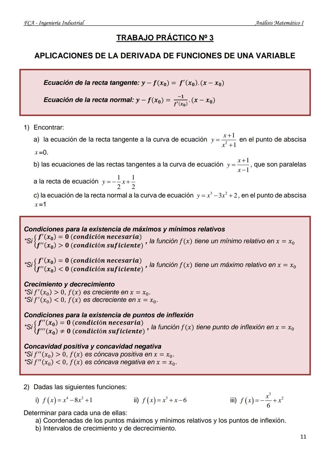 U
UNIVERSIDAD NACIONAL
DEL NORDESTE
Facultad de Ciencias Agraria.
GUÍA DE TRABAJOS PRÁCTICOS
ANÁLISIS MATEMÁTICO I
Ingeniería Industrial