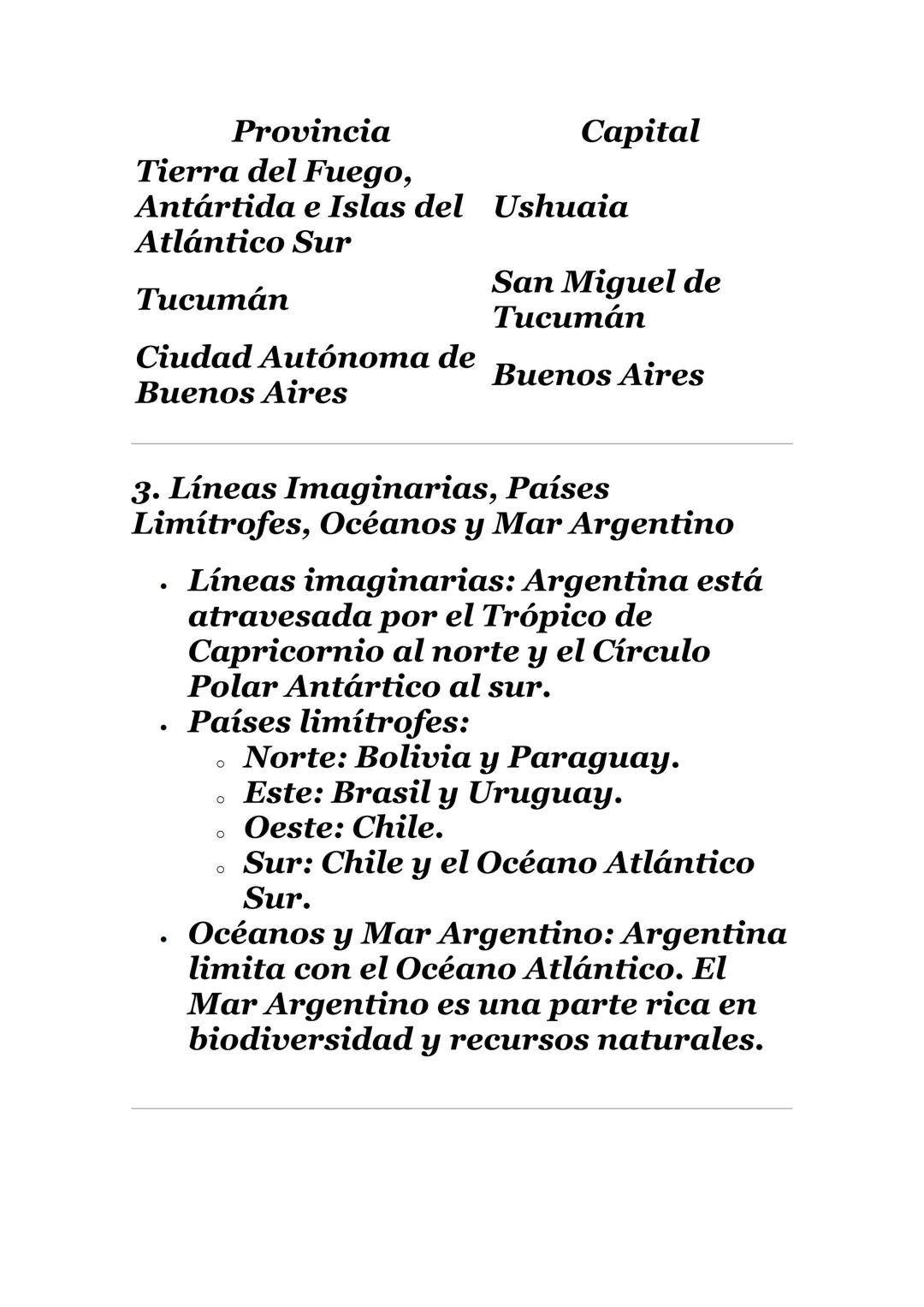 Resumen de Geografía y Organización
Territorial de la República Argentina
1. Presentación de la República
Argentina
La República Argentina