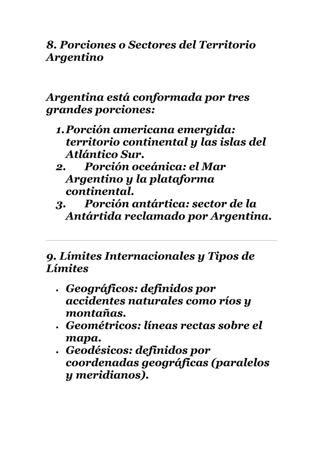 Resumen de Geografía y Organización
Territorial de la República Argentina
1. Presentación de la República
Argentina
La República Argentina