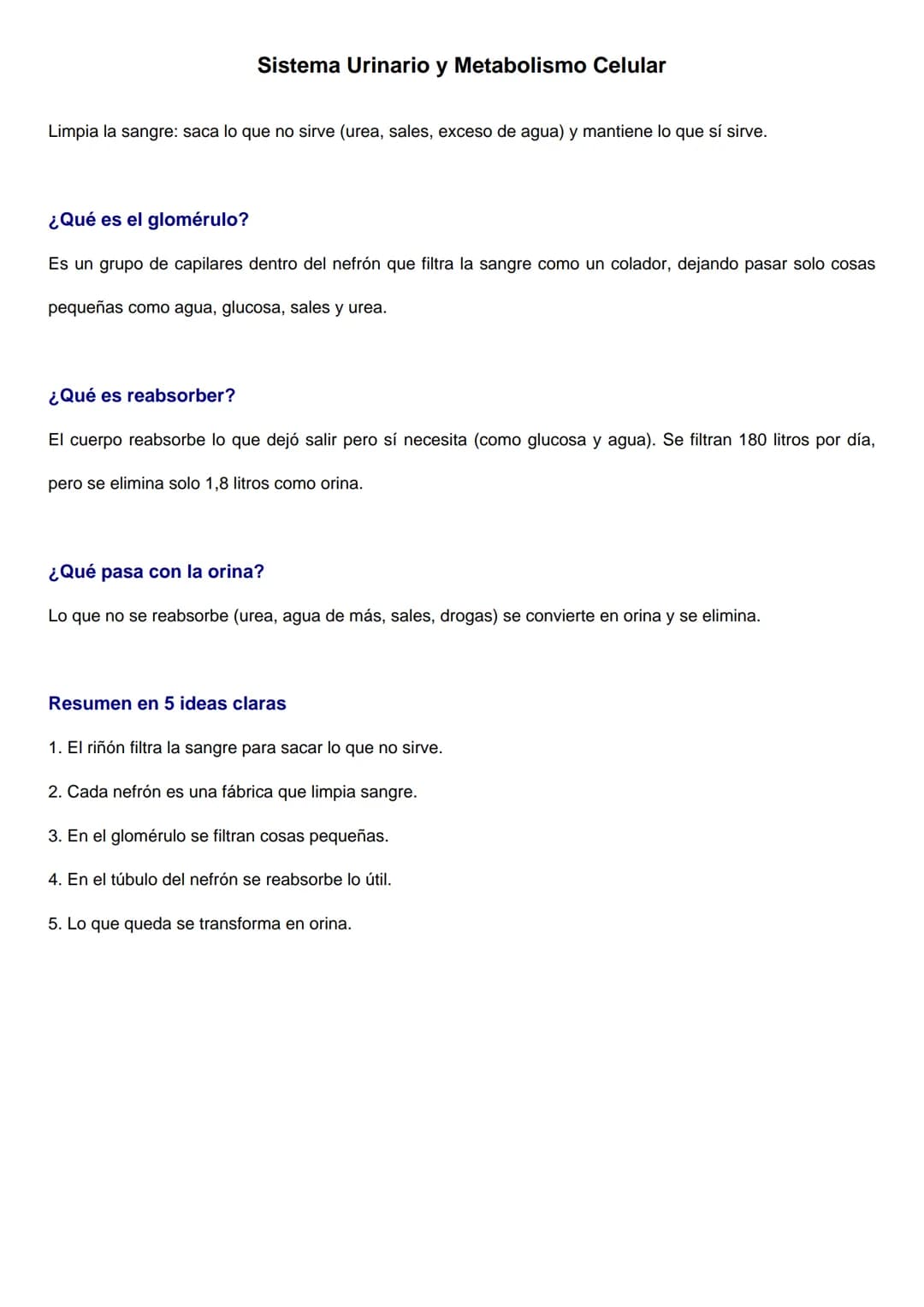 --- OCR Start ---
Sistema Urinario y Metabolismo Celular
¿Qué es el metabolismo celular?
Todas las células del cuerpo están vivas y necesita