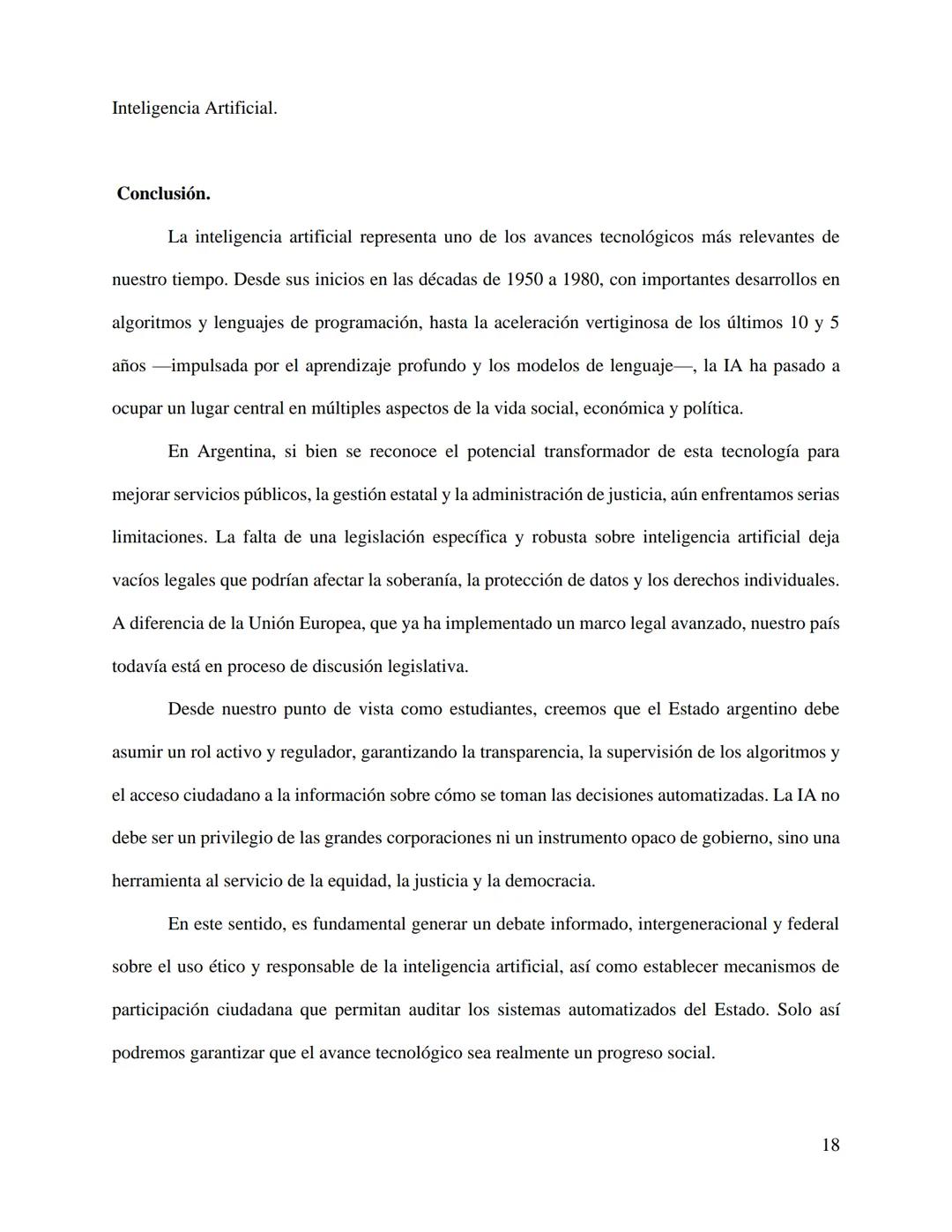 Inteligencia Artificial.
Inteligencia Artificial y Estado de Derecho.
Palacios Jazmín, Rodriguez Sofía, Torres Thomas, Rivarola Lautaro.